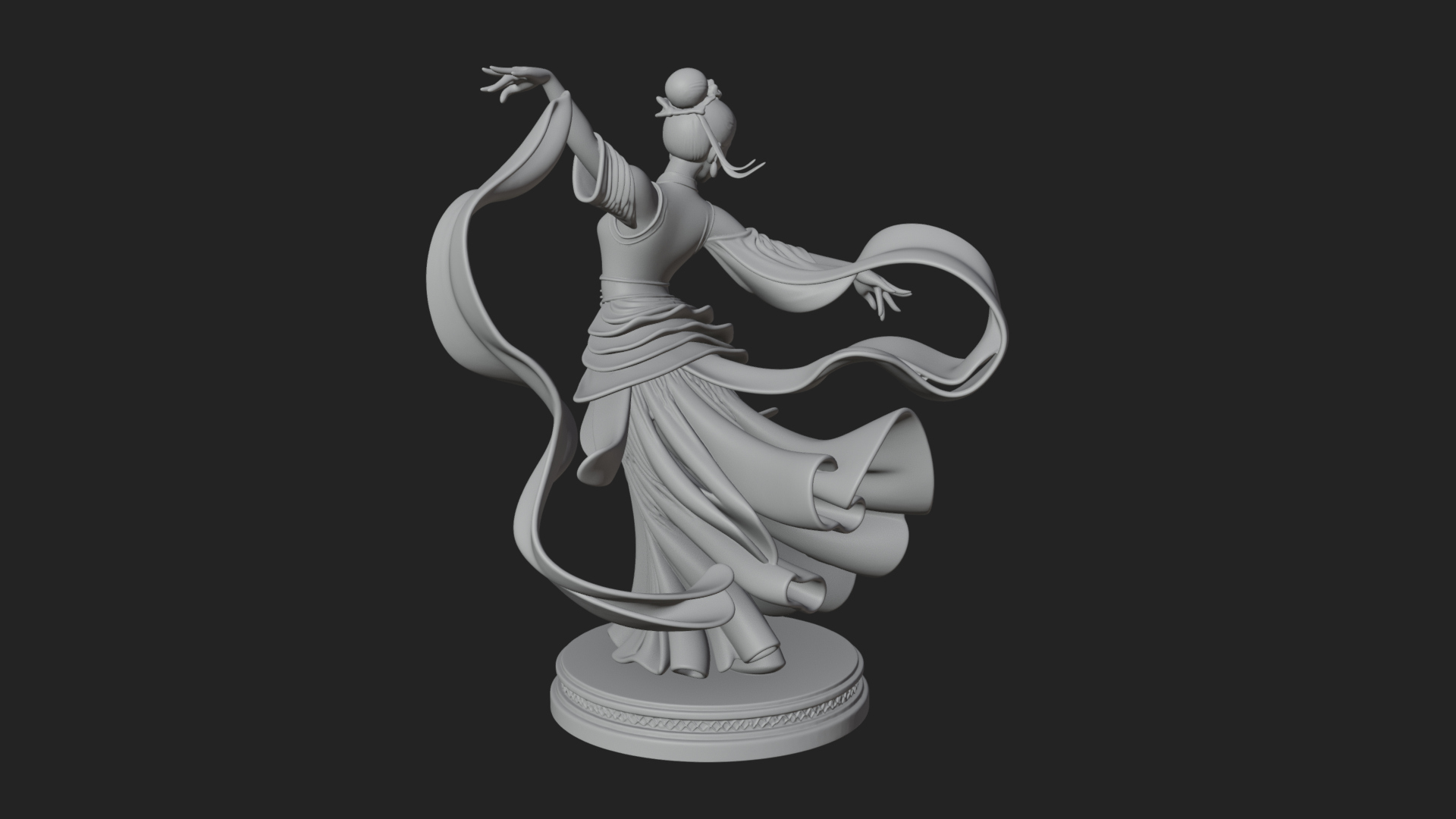 Dancing Celestial Maiden Statue Design 14 3D Print Model 3D Model