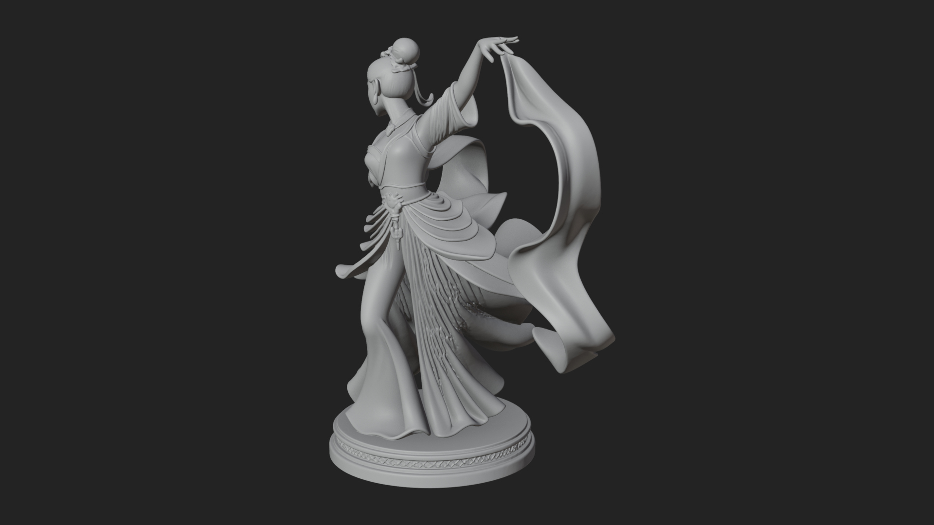 Dancing Celestial Maiden Statue Design 14 3D Print Model 3D Model