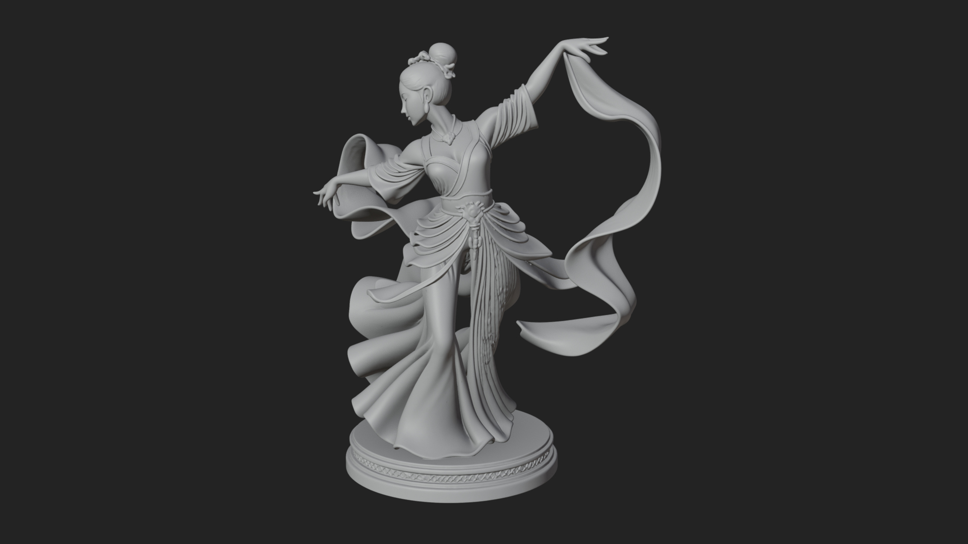 Dancing Celestial Maiden Statue Design 14 3D Print Model 3D Model