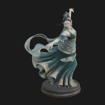 Dancing Celestial Maiden Statue Design 14 3D Print Model