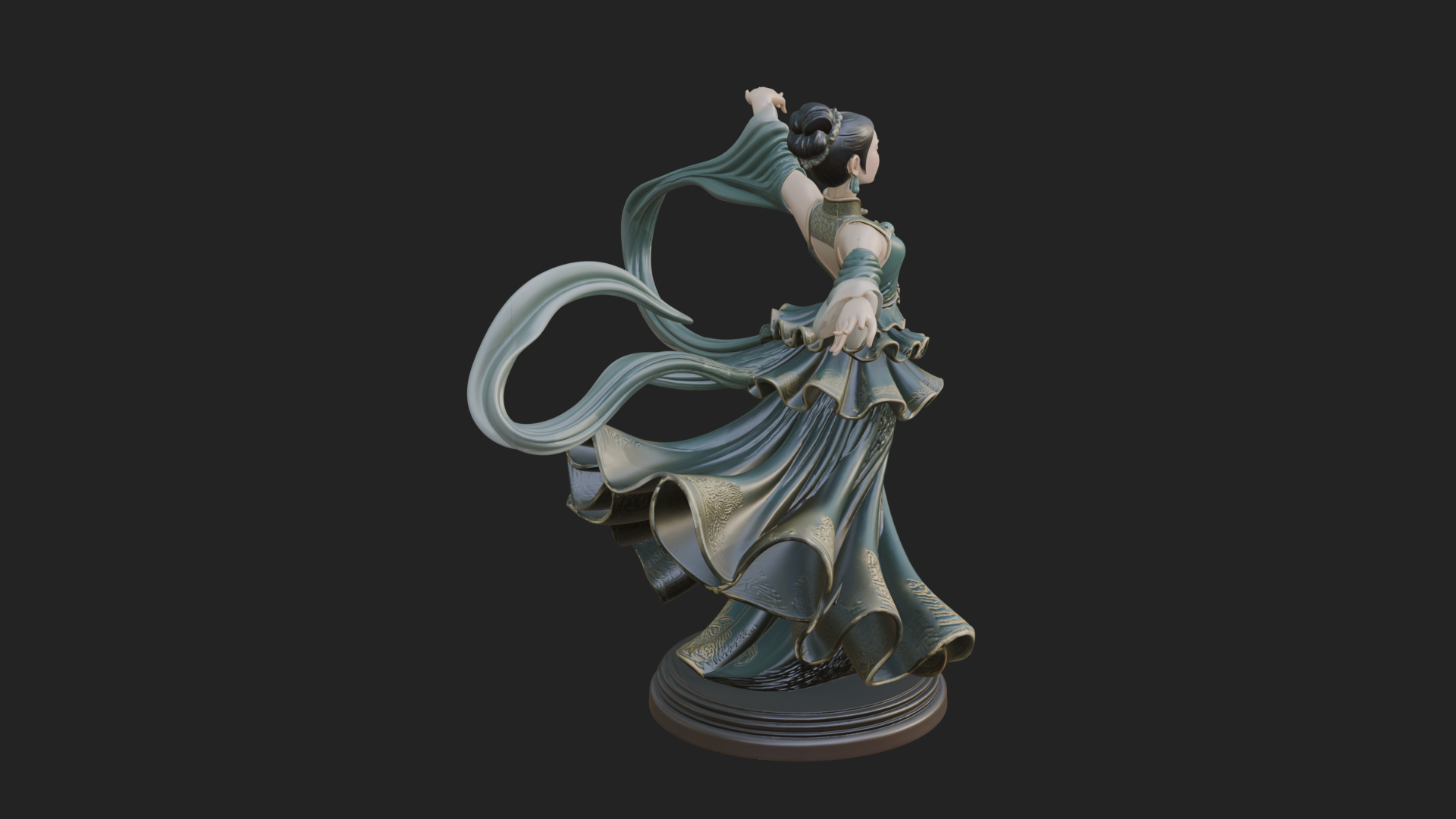 Dancing Celestial Maiden Statue Design 15 3D Print Model 3D Model