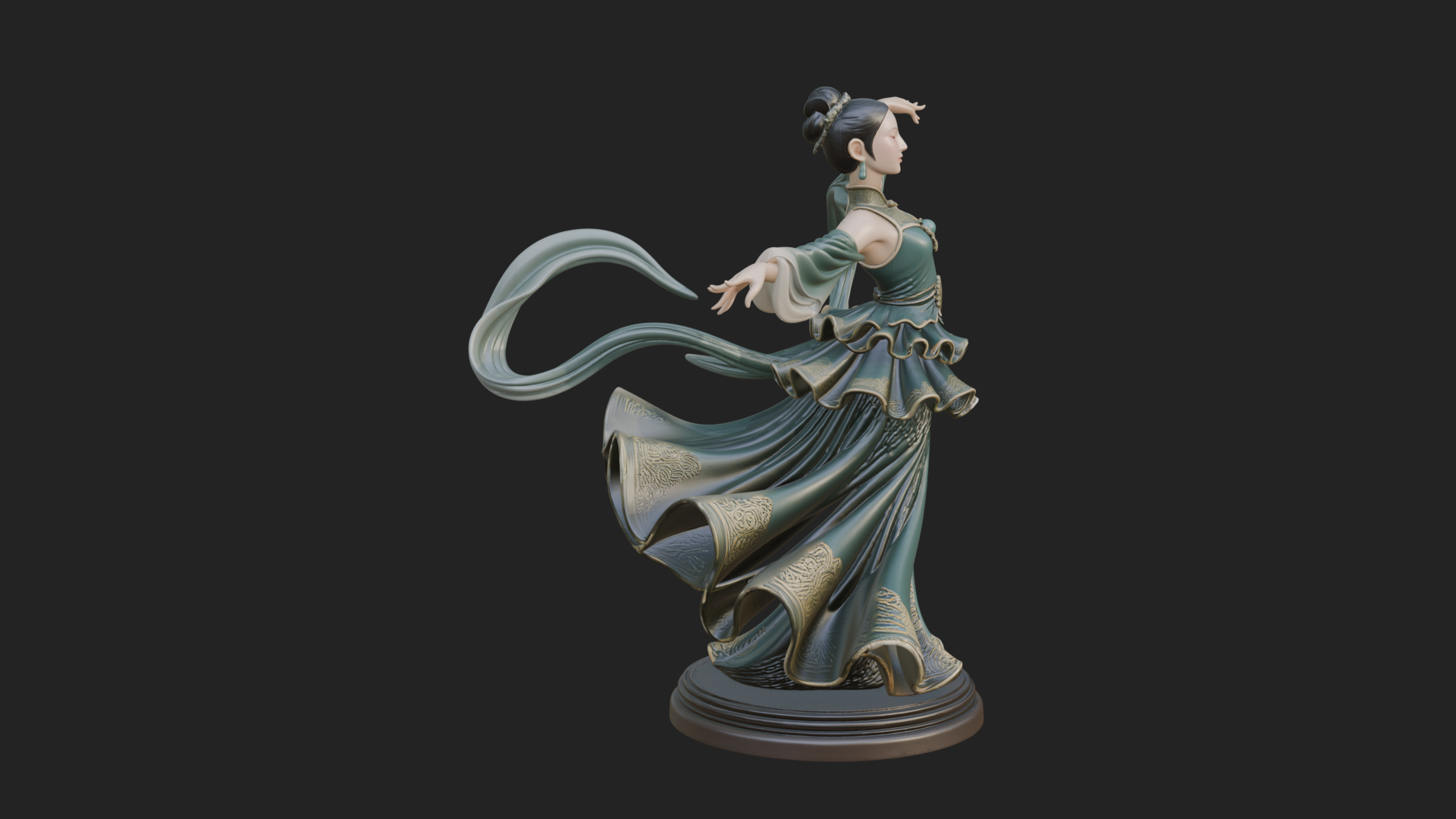 Dancing Celestial Maiden Statue Design 15 3D Print Model 3D Model