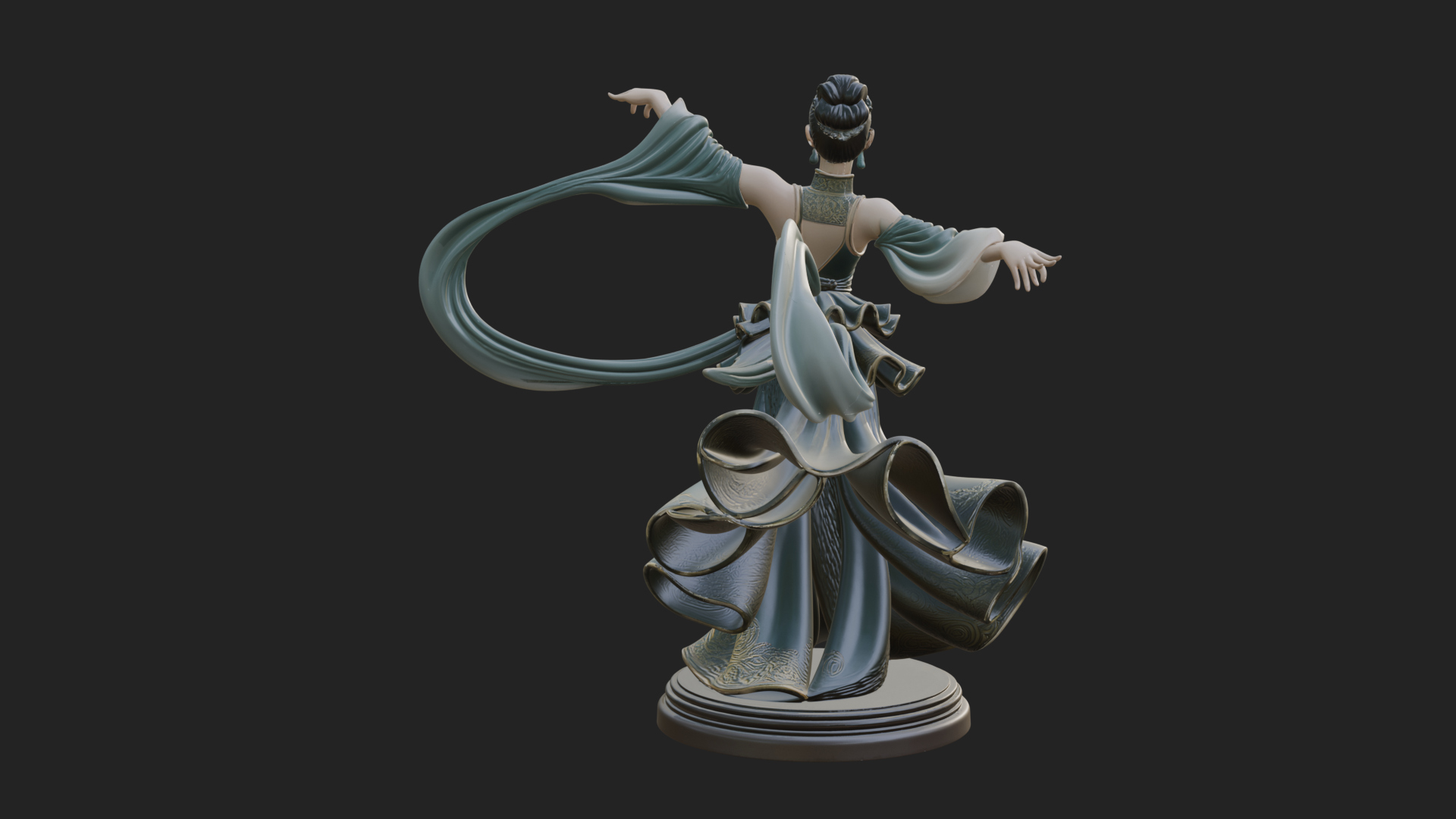 Dancing Celestial Maiden Statue Design 15 3D Print Model 3D Model