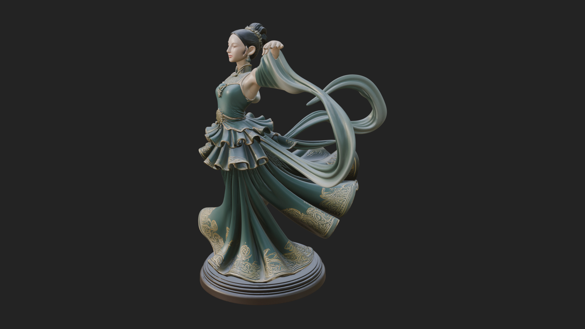 Dancing Celestial Maiden Statue Design 15 3D Print Model 3D Model