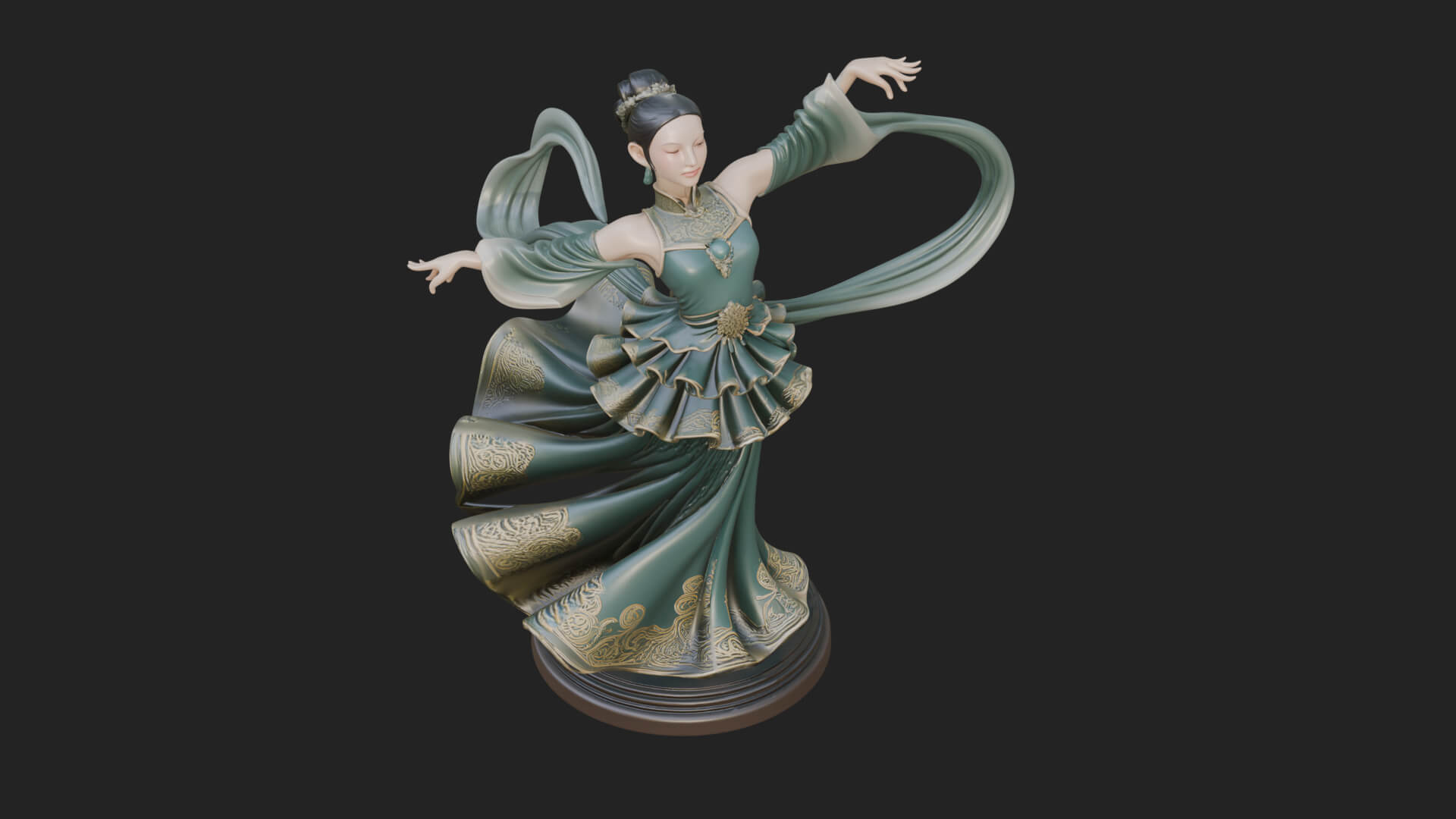 Dancing Celestial Maiden Statue Design 15 3D Print Model 3D Model