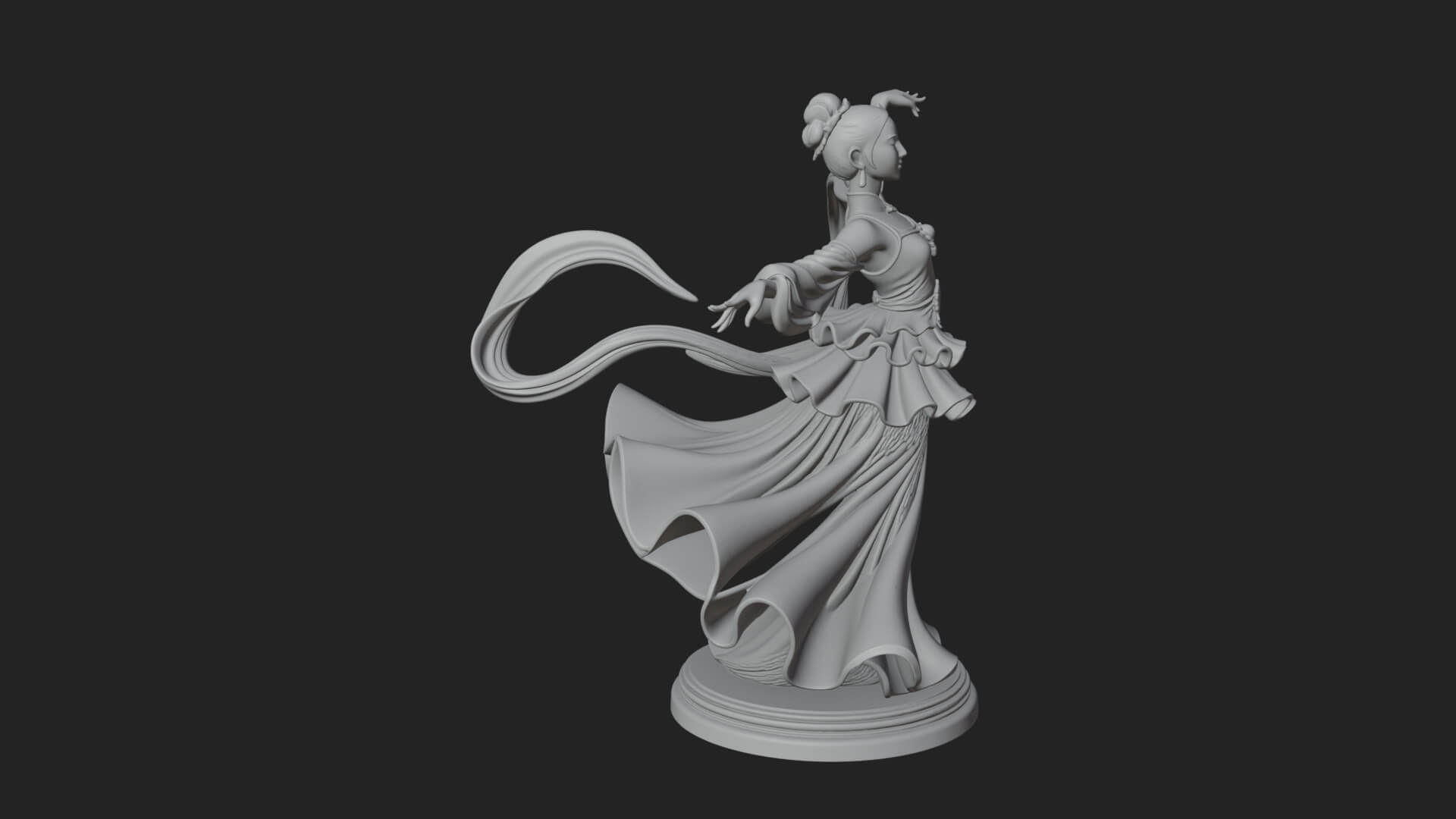 Dancing Celestial Maiden Statue Design 15 3D Print Model 3D Model