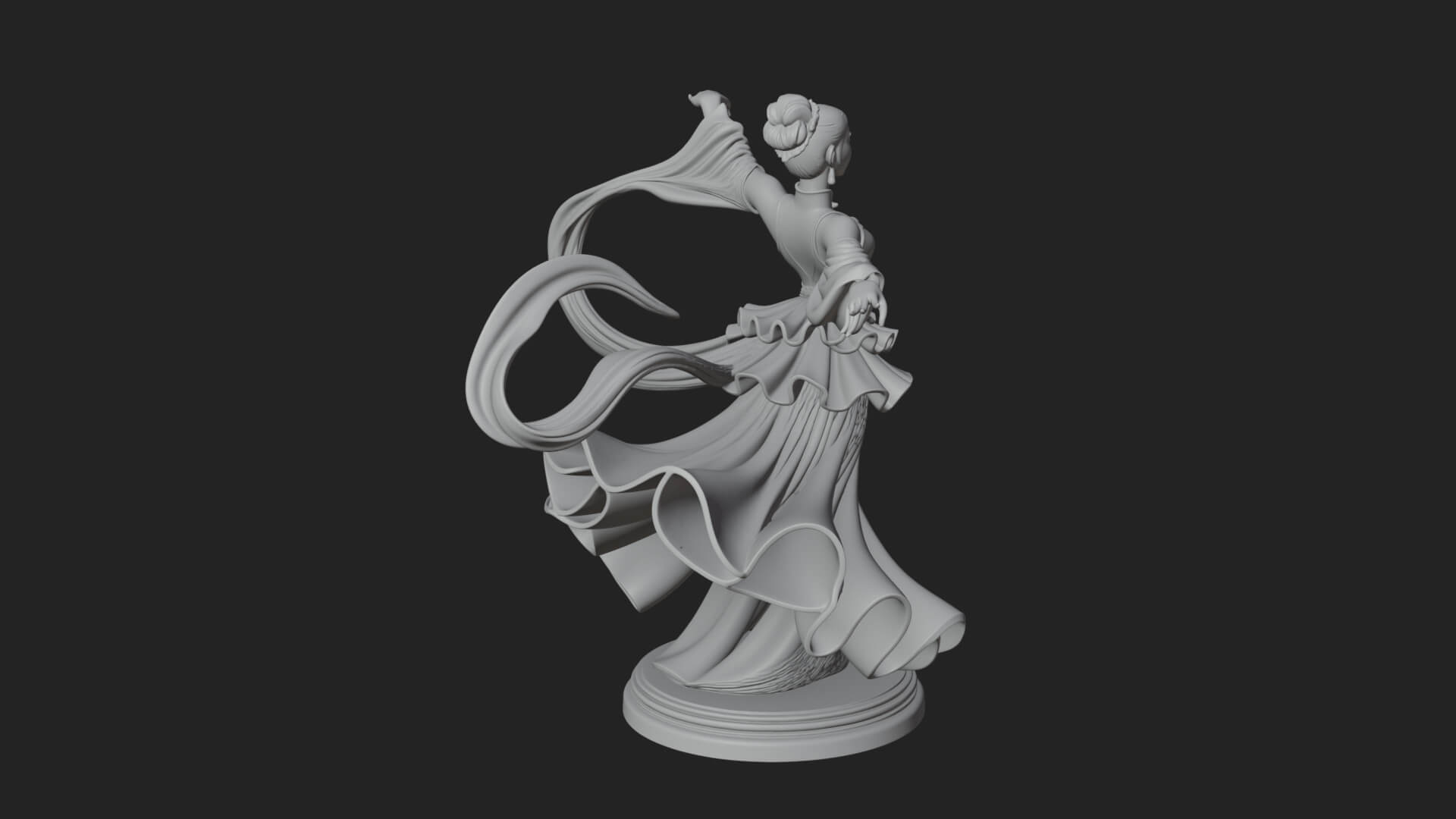 Dancing Celestial Maiden Statue Design 15 3D Print Model 3D Model