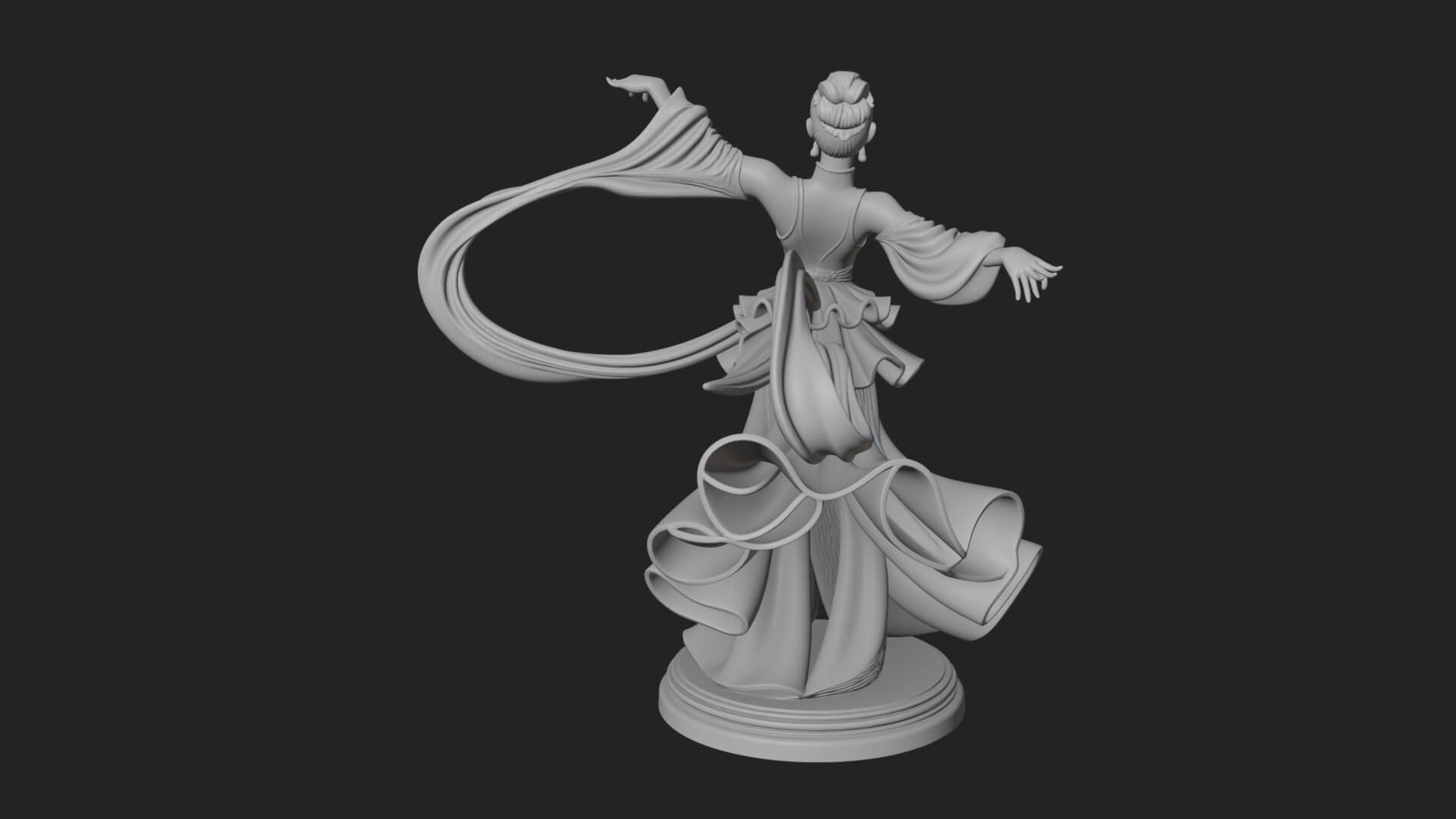 Dancing Celestial Maiden Statue Design 15 3D Print Model 3D Model