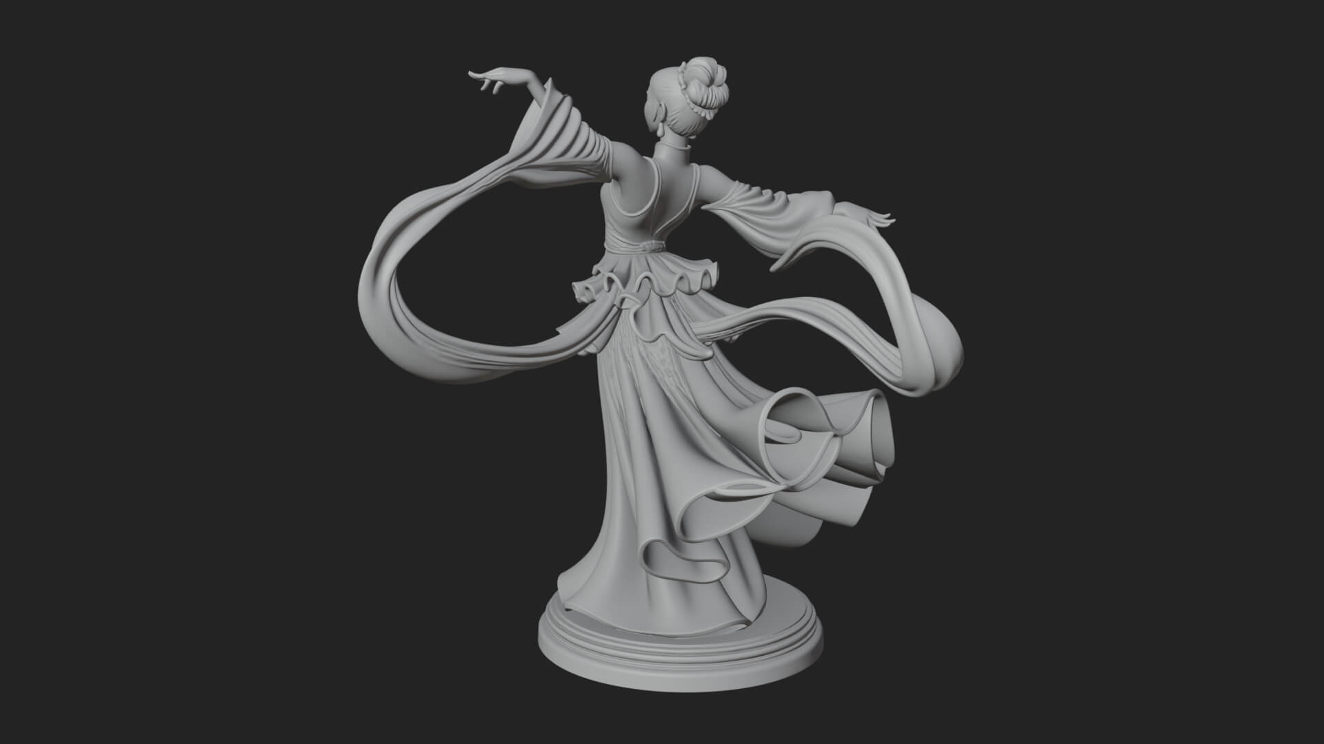 Dancing Celestial Maiden Statue Design 15 3D Print Model 3D Model