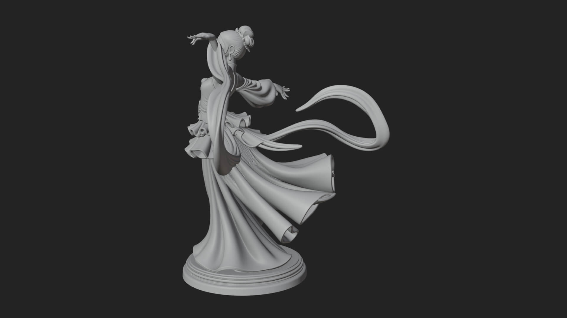 Dancing Celestial Maiden Statue Design 15 3D Print Model 3D Model