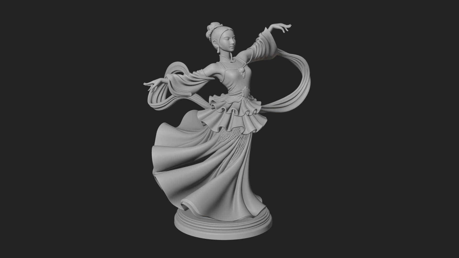 Dancing Celestial Maiden Statue Design 15 3D Print Model 3D Model