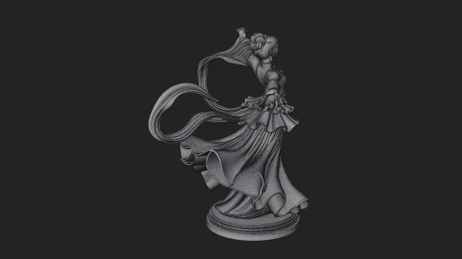 Dancing Celestial Maiden Statue Design 15 3D Print Model 3D Model