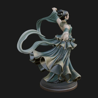 Dancing Celestial Maiden Statue Design 15 3D Print Model