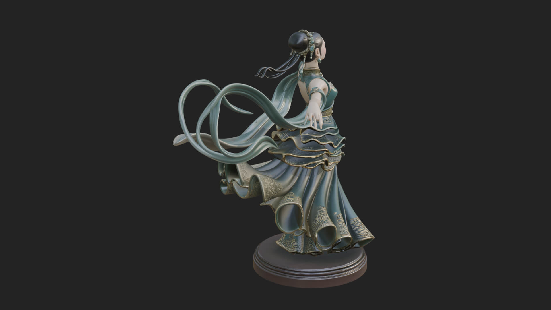 Dancing Celestial Maiden Statue Design 16 3D Print Model 3D Model