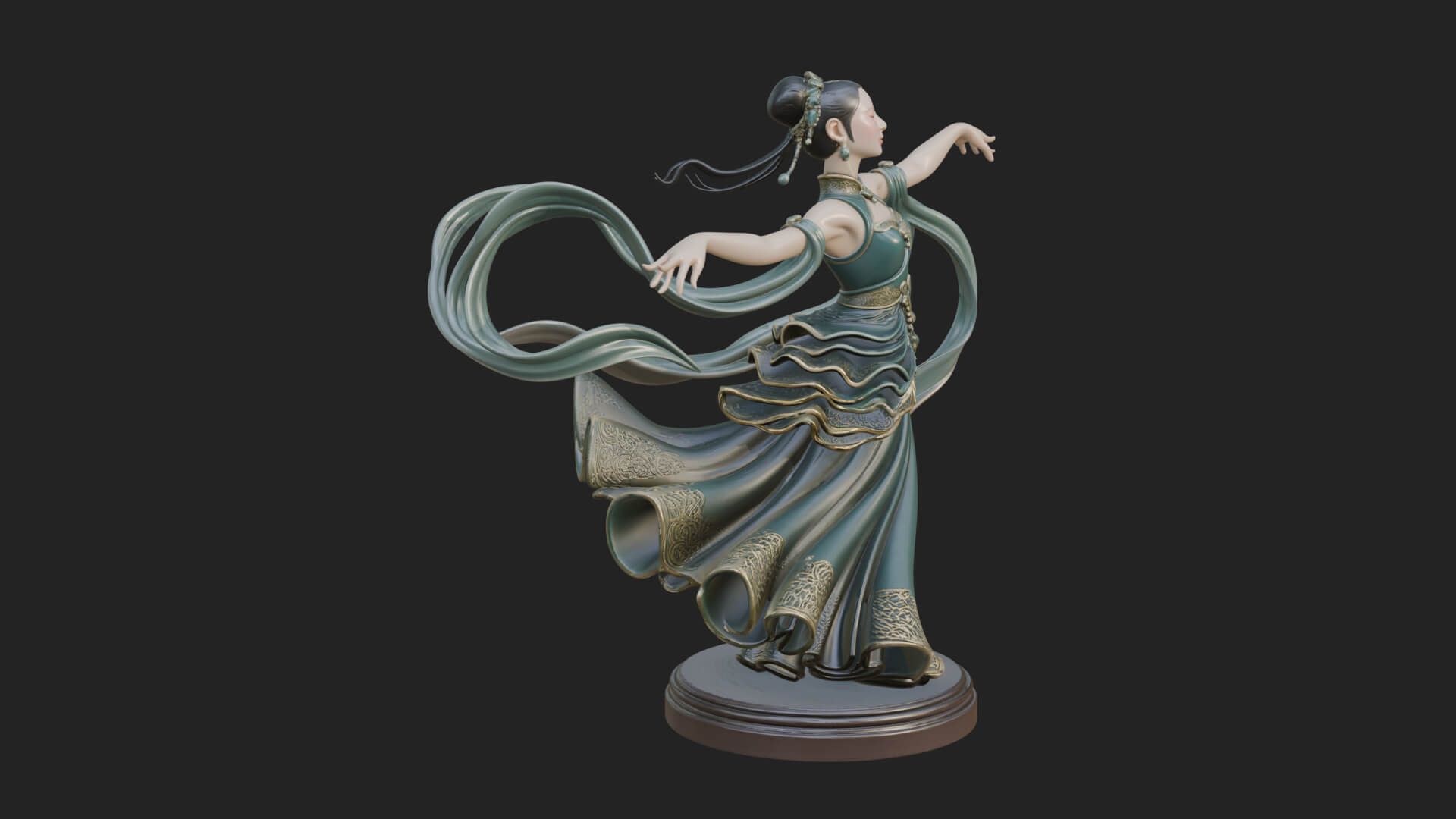 Dancing Celestial Maiden Statue Design 16 3D Print Model 3D Model