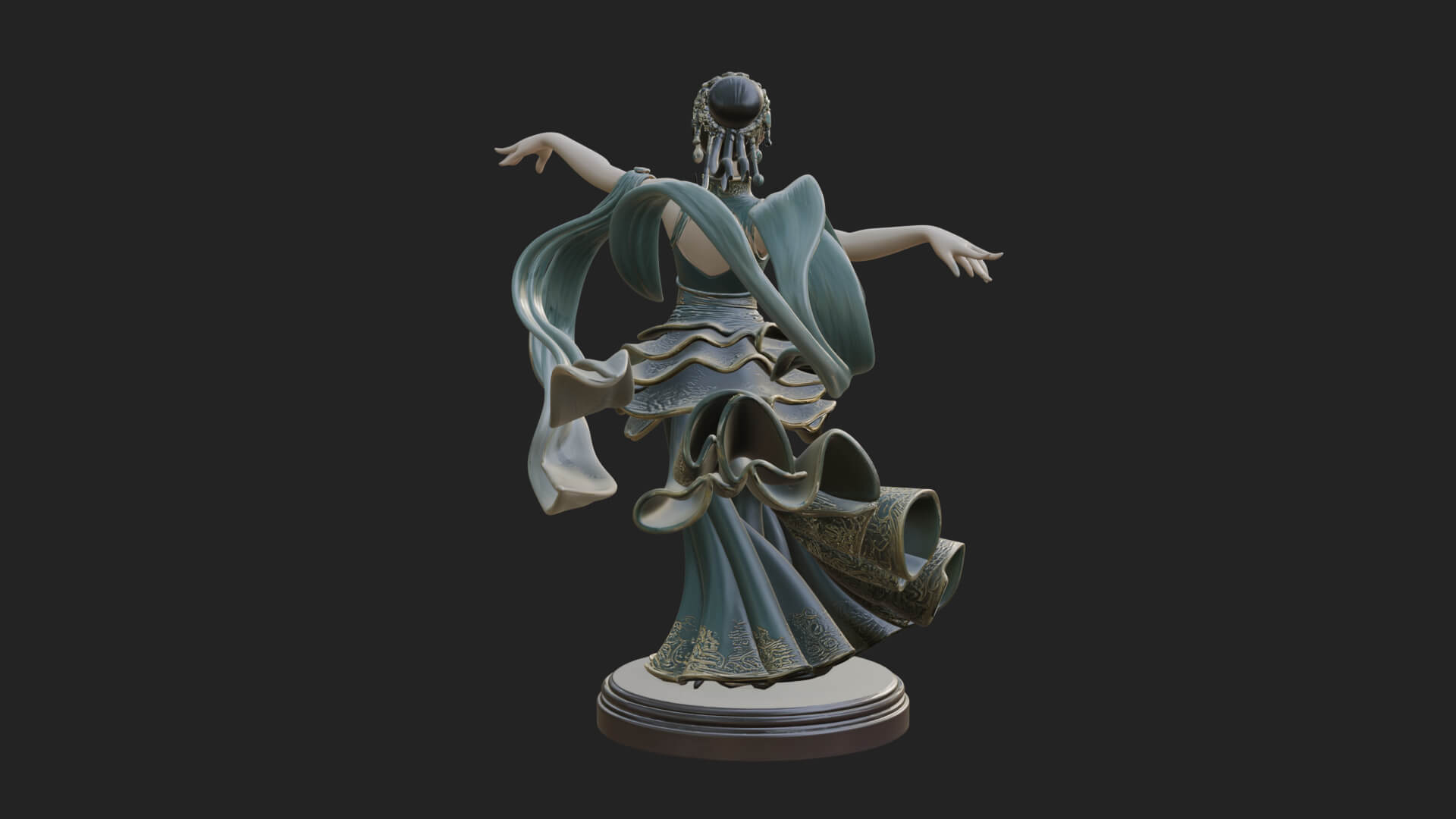 Dancing Celestial Maiden Statue Design 16 3D Print Model 3D Model