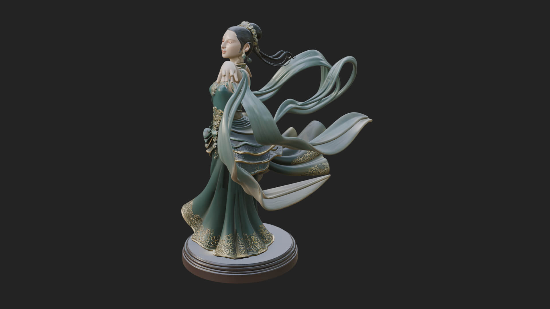 Dancing Celestial Maiden Statue Design 16 3D Print Model 3D Model