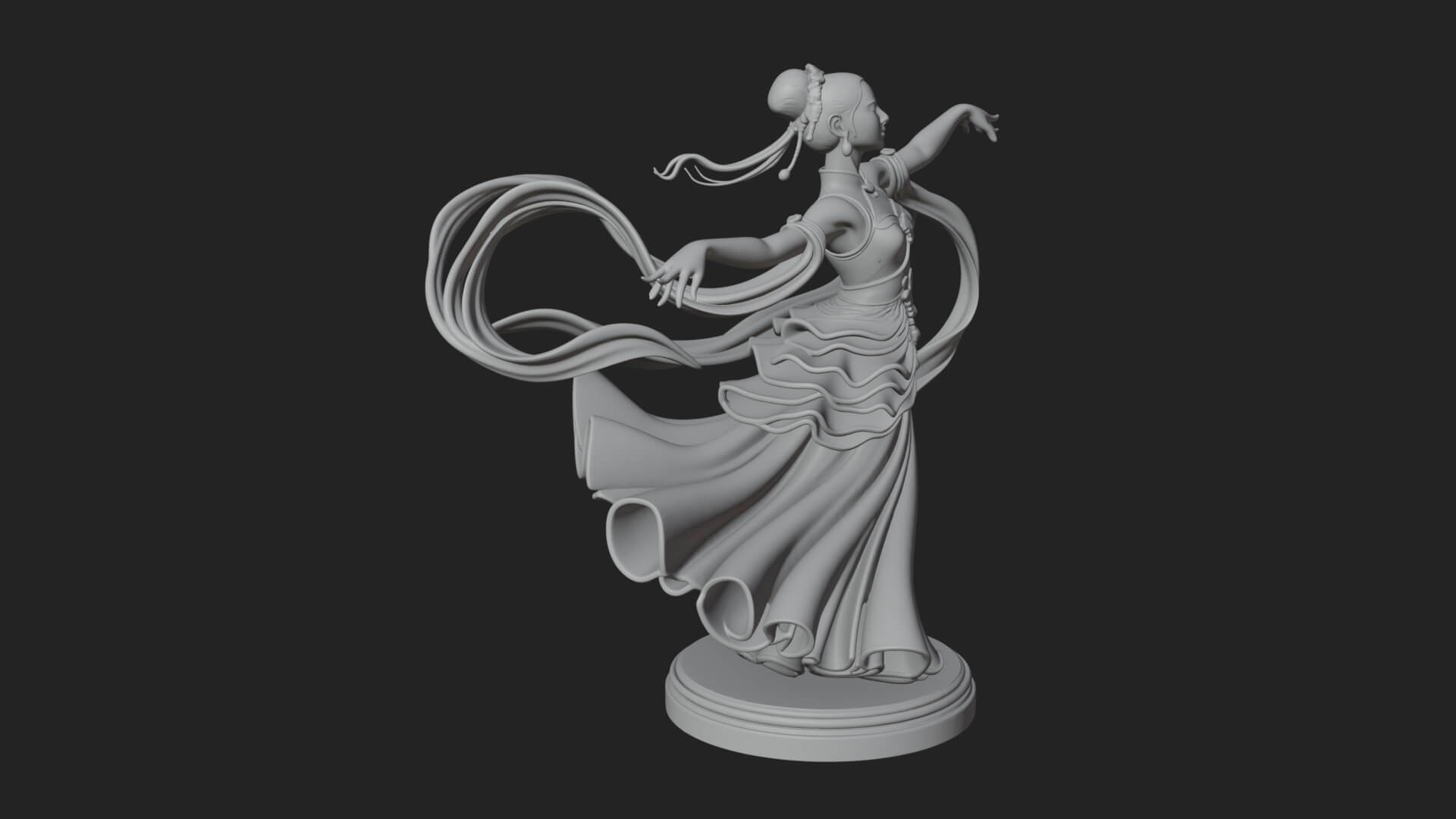 Dancing Celestial Maiden Statue Design 16 3D Print Model 3D Model