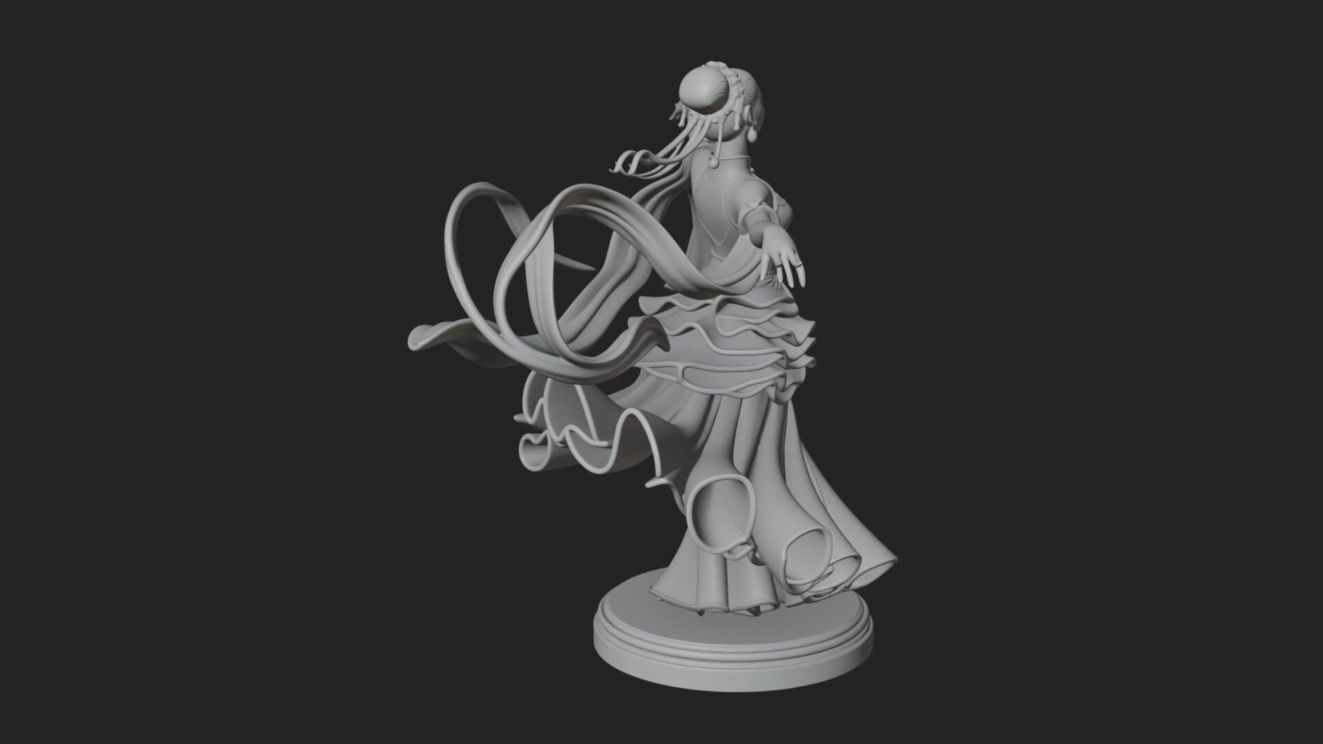 Dancing Celestial Maiden Statue Design 16 3D Print Model 3D Model