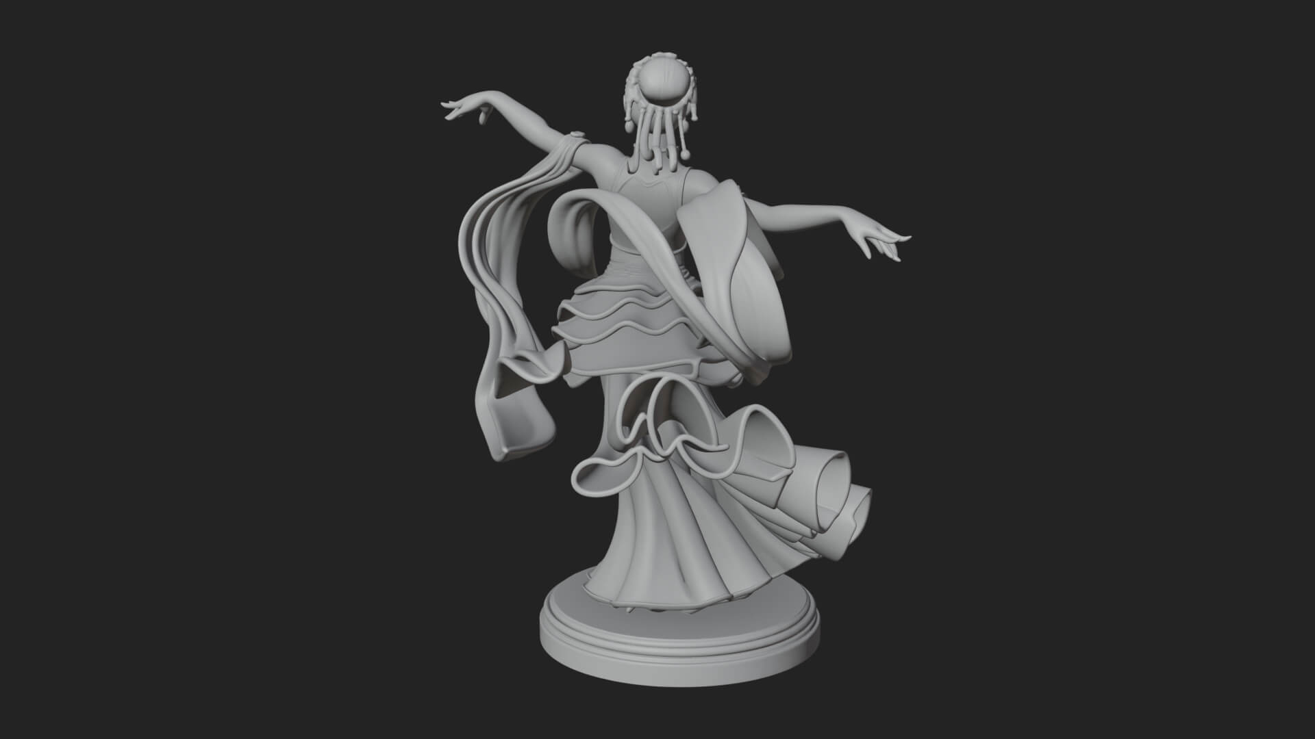 Dancing Celestial Maiden Statue Design 16 3D Print Model 3D Model