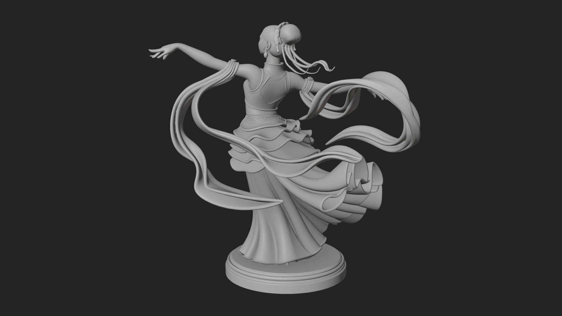 Dancing Celestial Maiden Statue Design 16 3D Print Model 3D Model