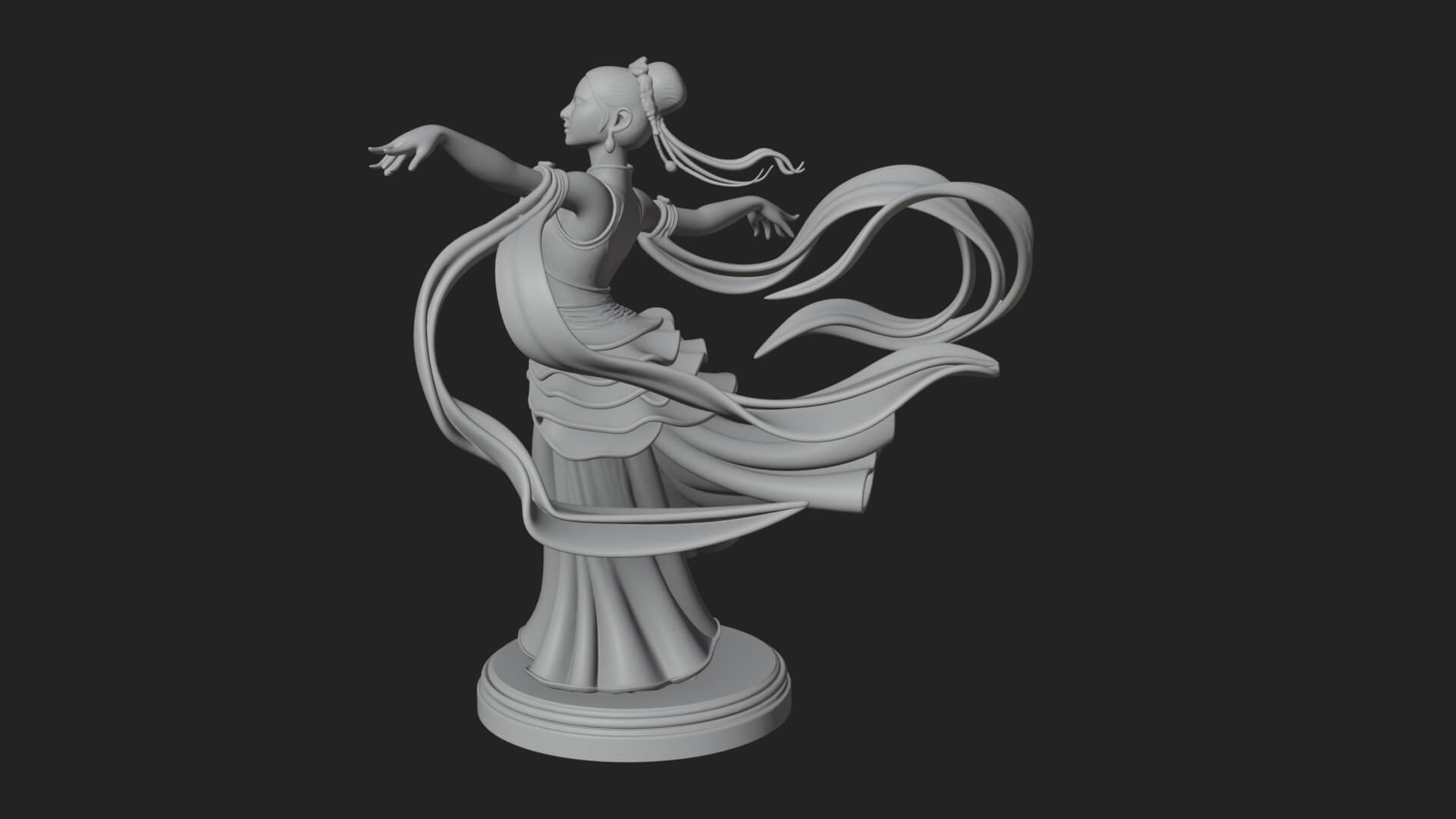 Dancing Celestial Maiden Statue Design 16 3D Print Model 3D Model