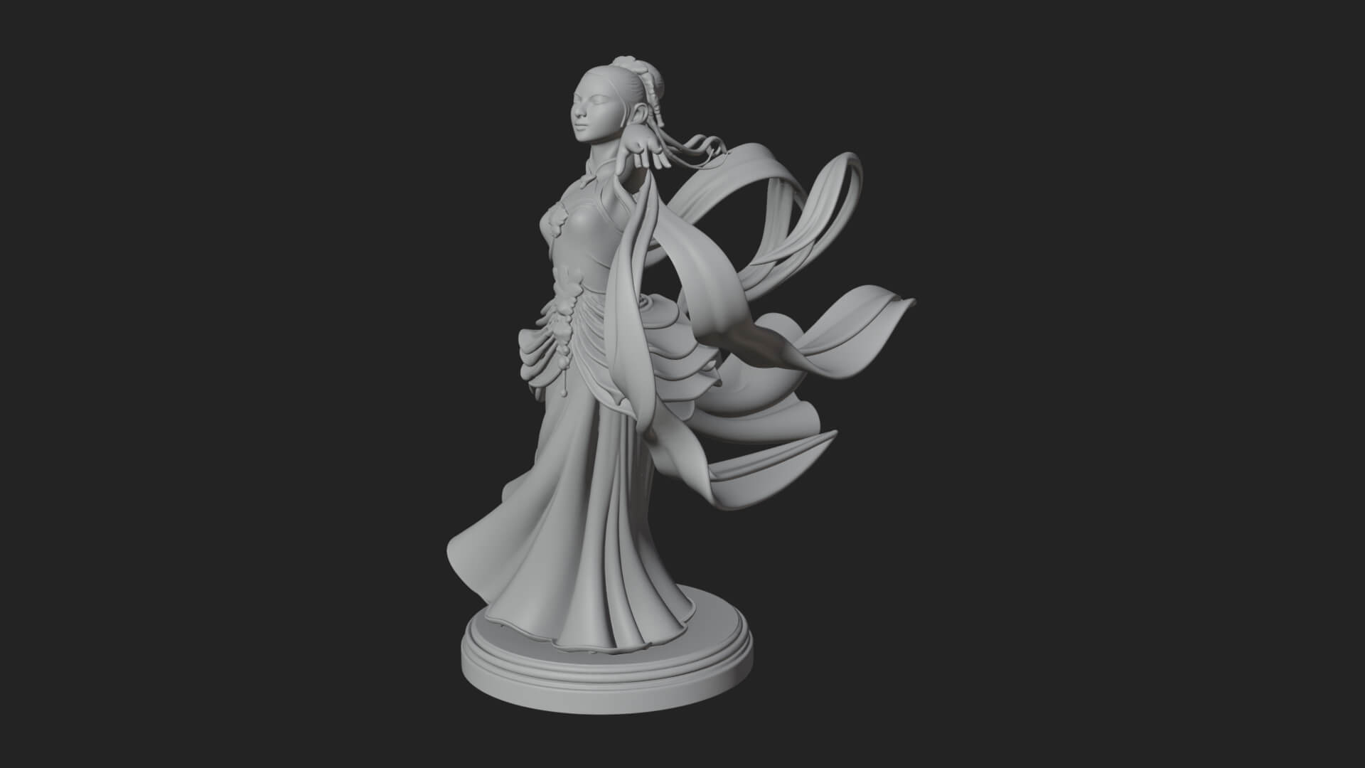 Dancing Celestial Maiden Statue Design 16 3D Print Model 3D Model