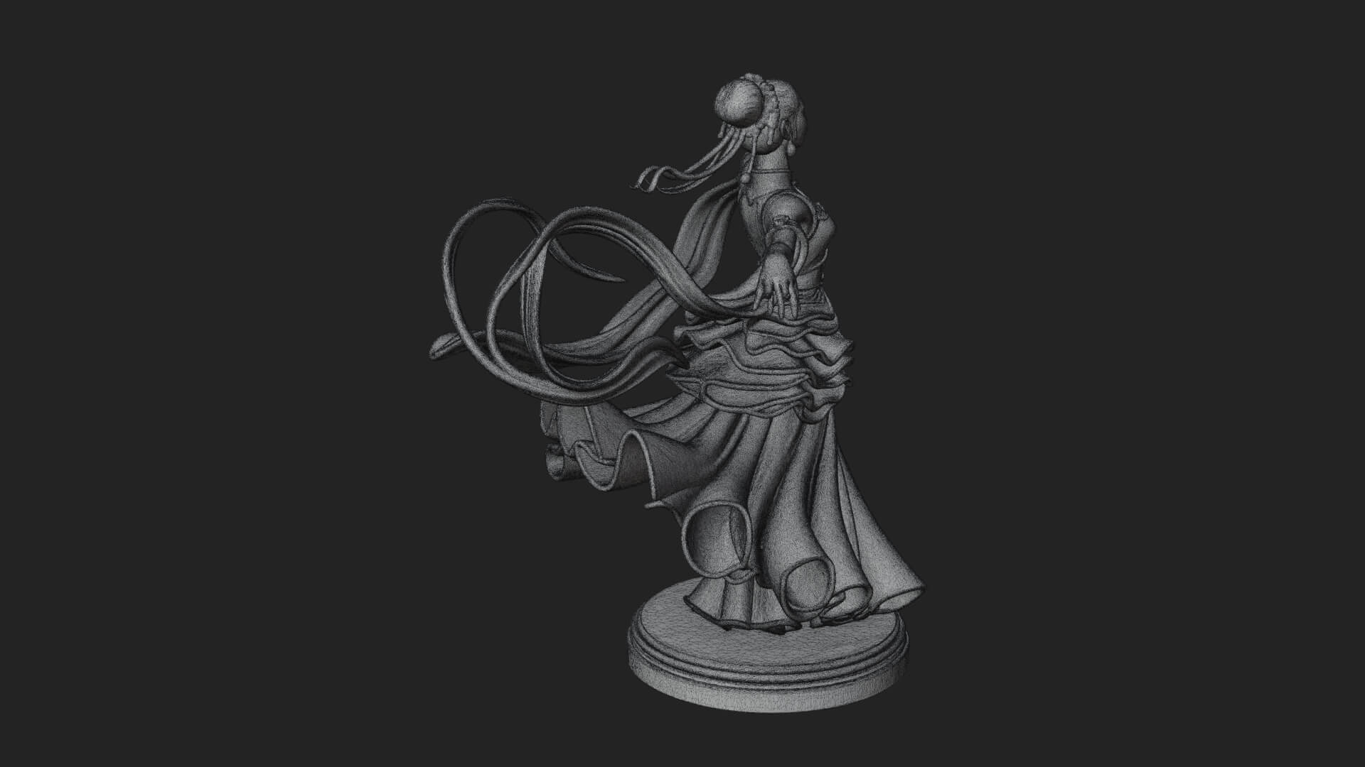 Dancing Celestial Maiden Statue Design 16 3D Print Model 3D Model