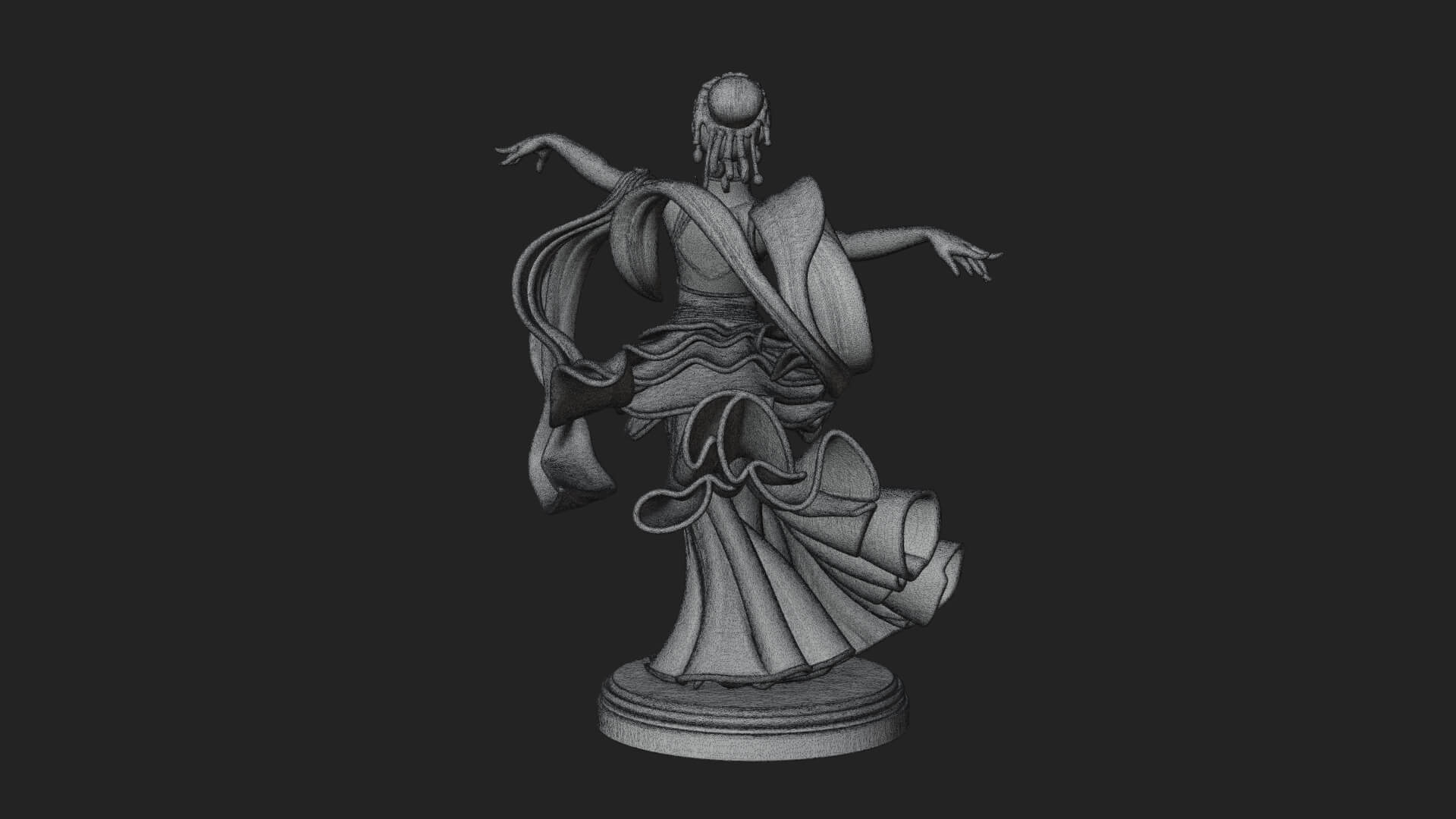 Dancing Celestial Maiden Statue Design 16 3D Print Model 3D Model