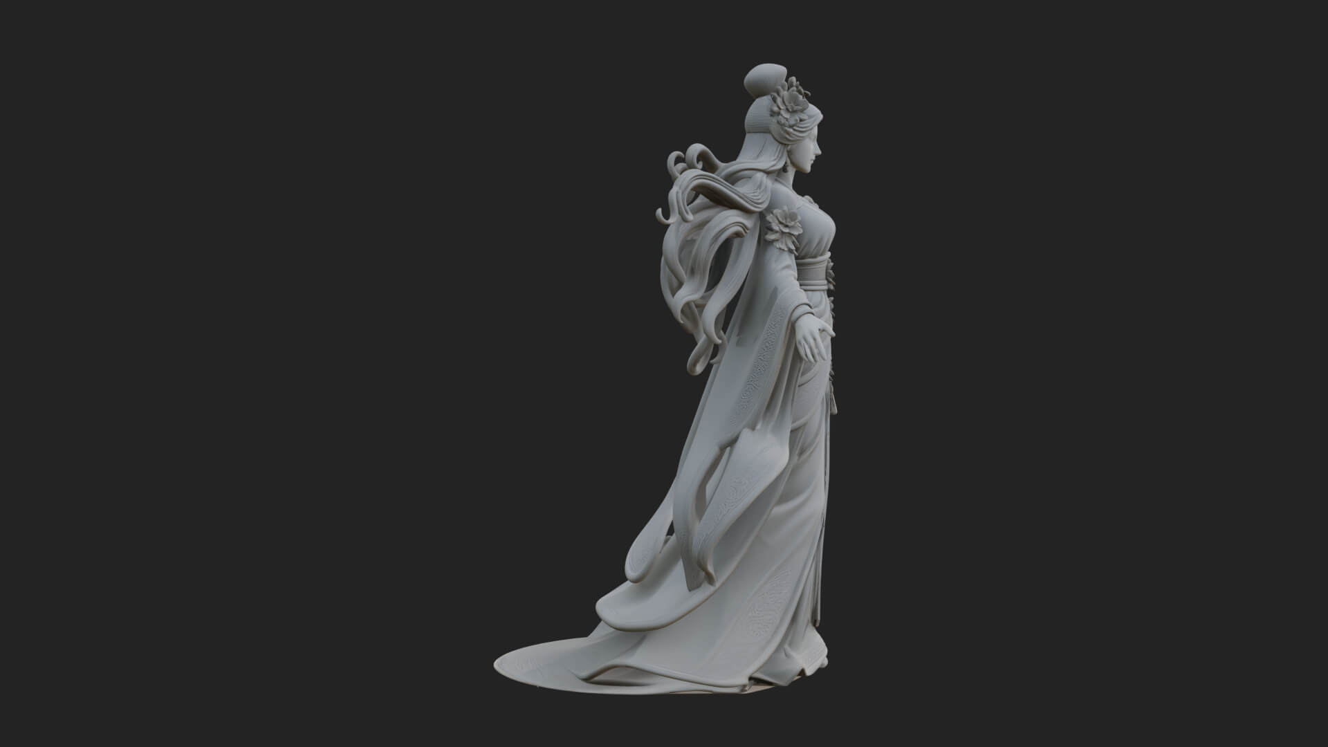 Dancing Celestial Maiden Statue Design 5 3D Print Model 3D Model