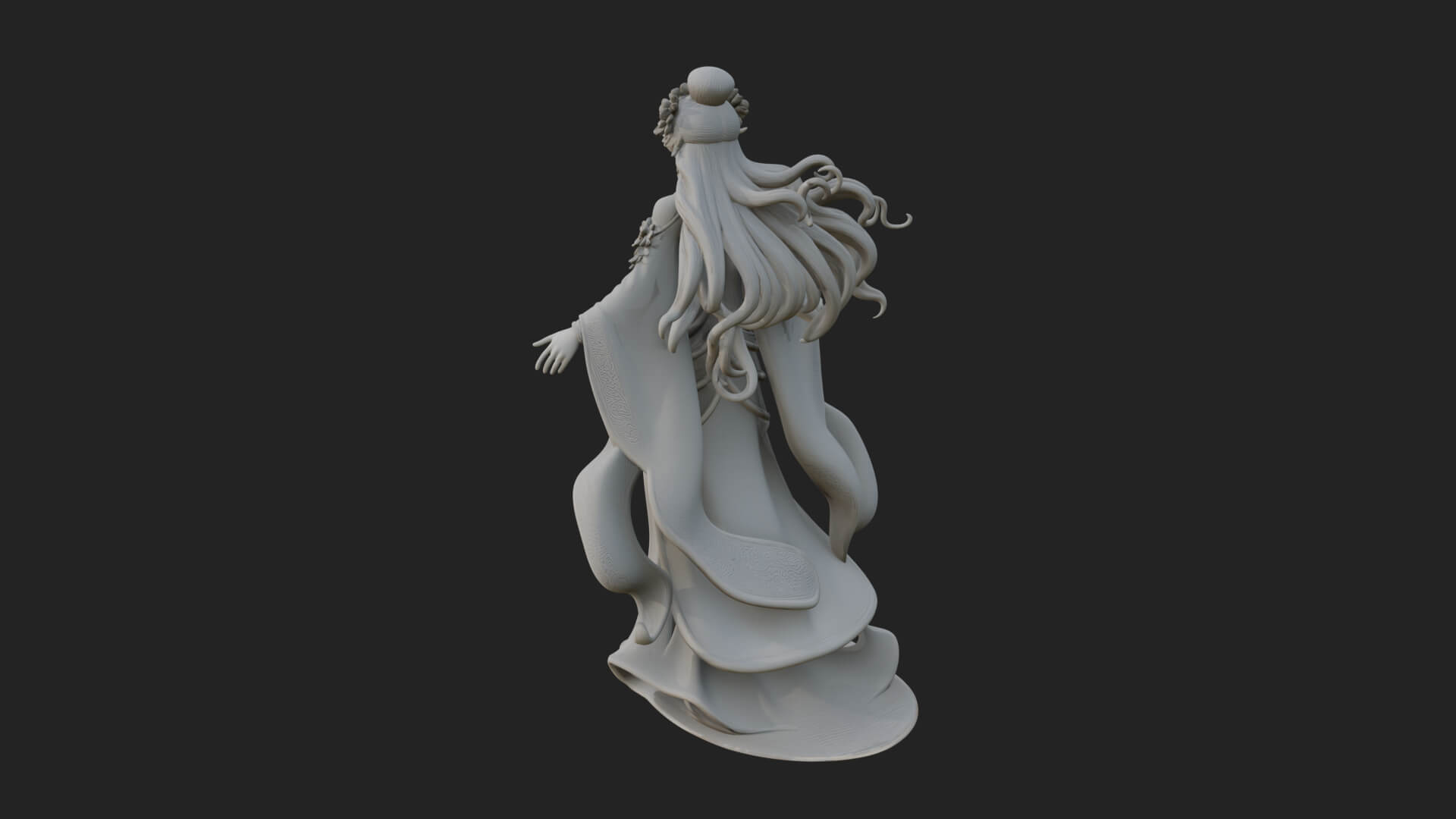 Dancing Celestial Maiden Statue Design 5 3D Print Model 3D Model