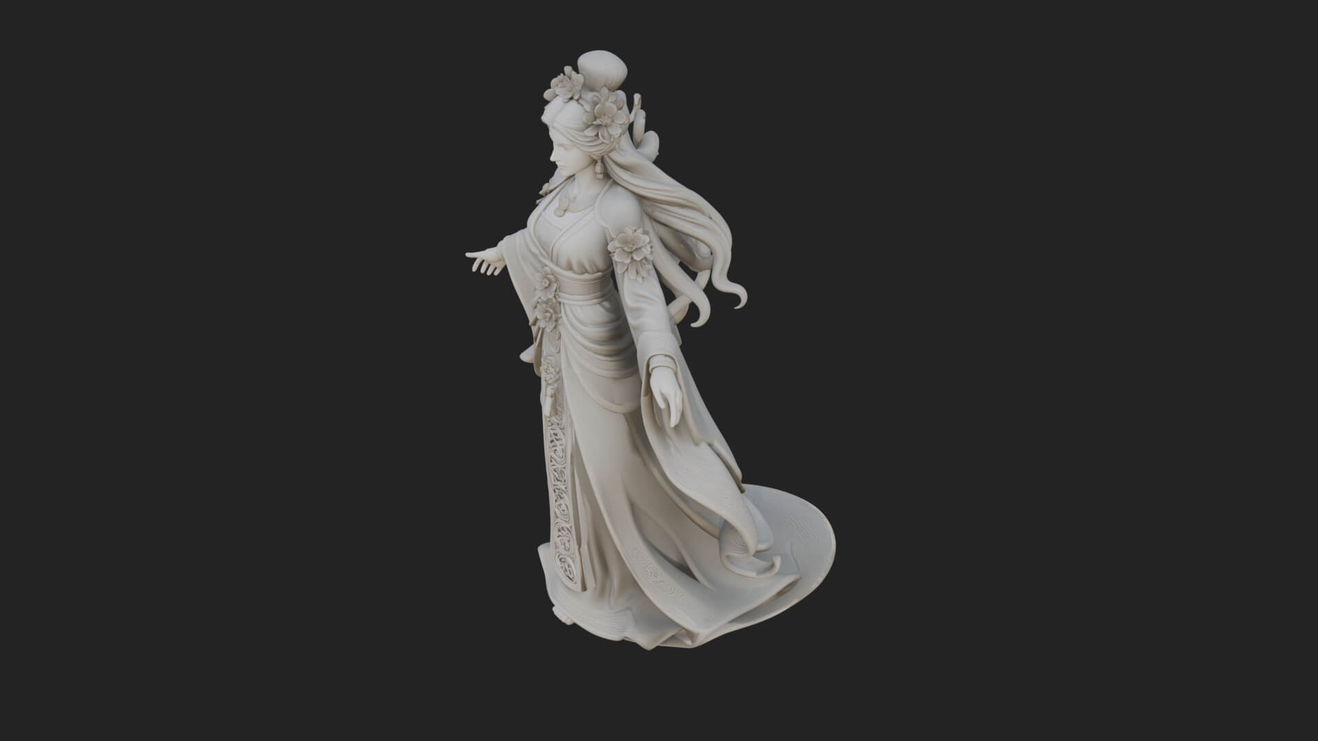 Dancing Celestial Maiden Statue Design 5 3D Print Model 3D Model