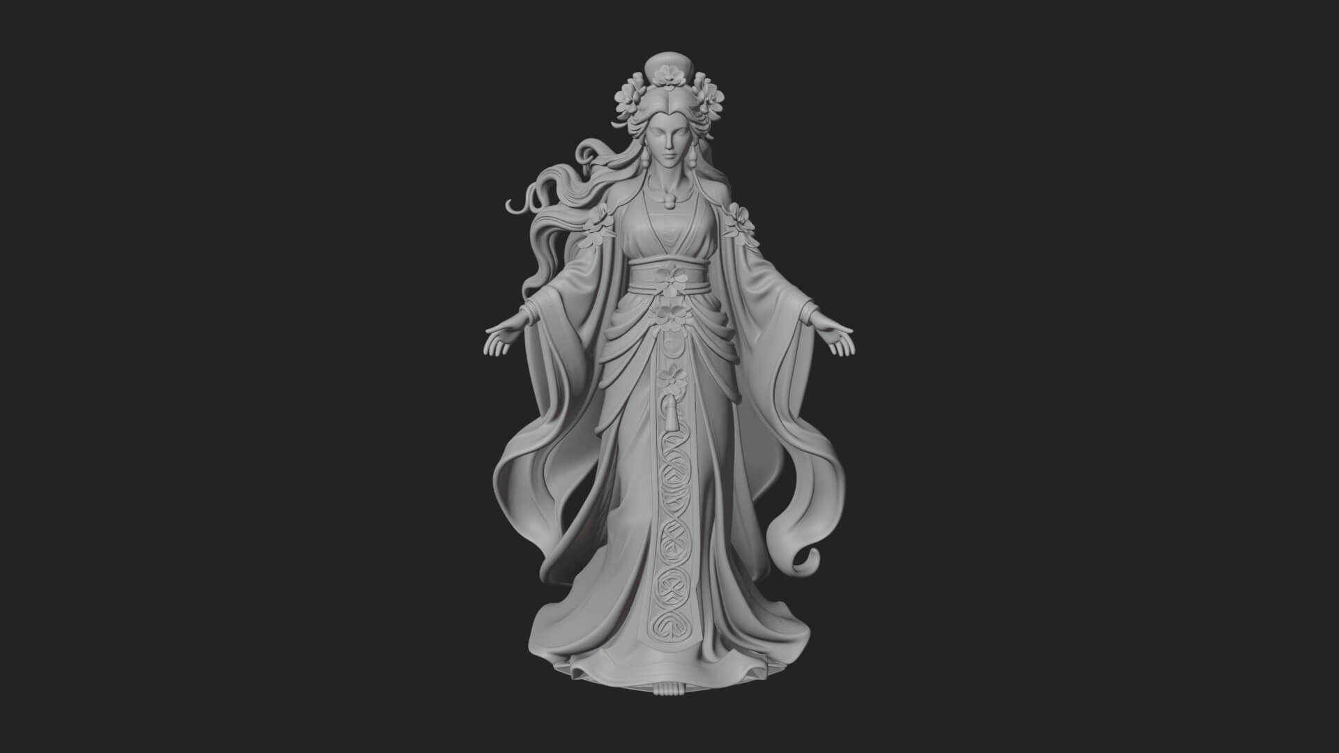 Dancing Celestial Maiden Statue Design 5 3D Print Model 3D Model