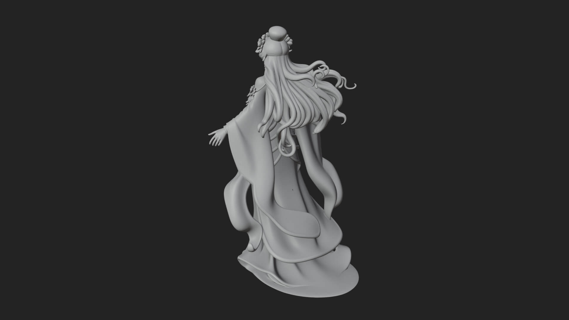 Dancing Celestial Maiden Statue Design 5 3D Print Model 3D Model