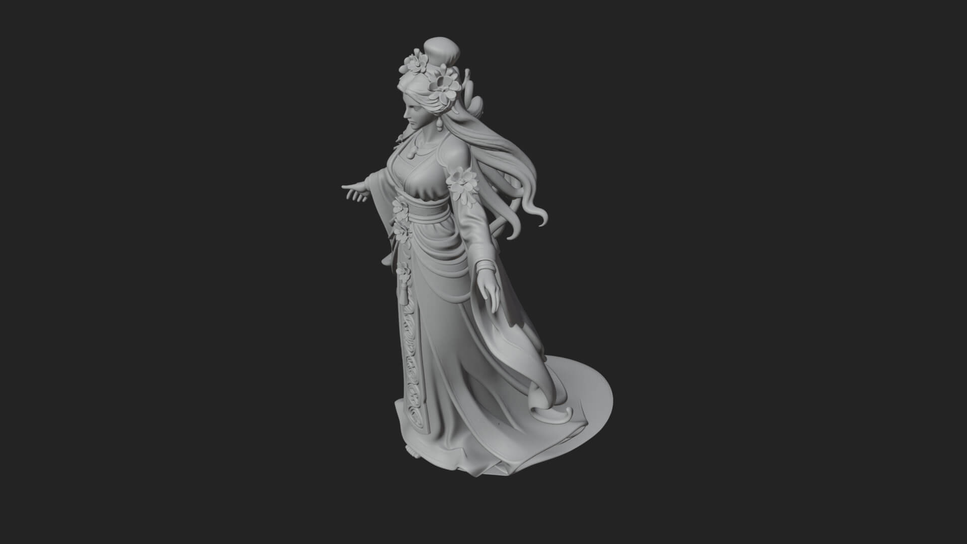 Dancing Celestial Maiden Statue Design 5 3D Print Model 3D Model