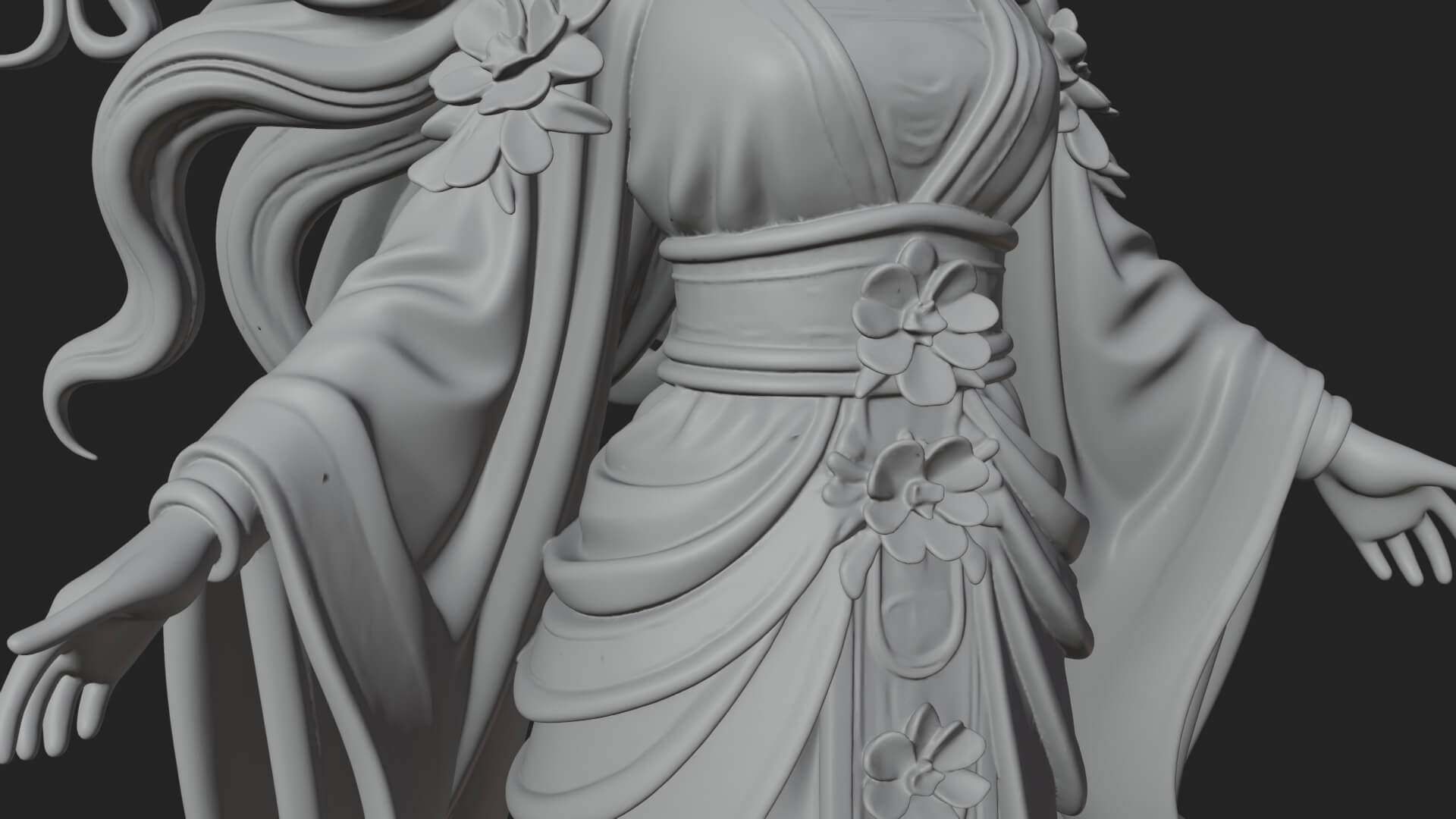 Dancing Celestial Maiden Statue Design 5 3D Print Model 3D Model