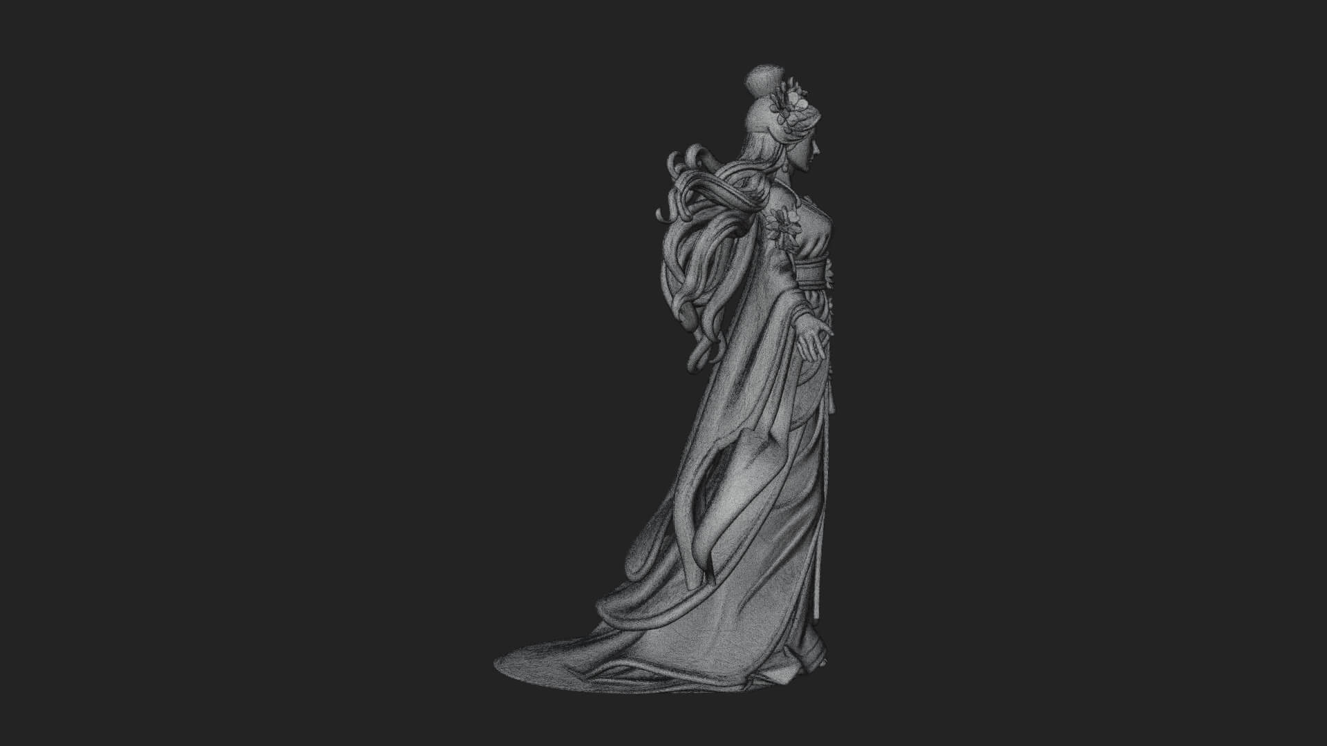 Dancing Celestial Maiden Statue Design 5 3D Print Model 3D Model