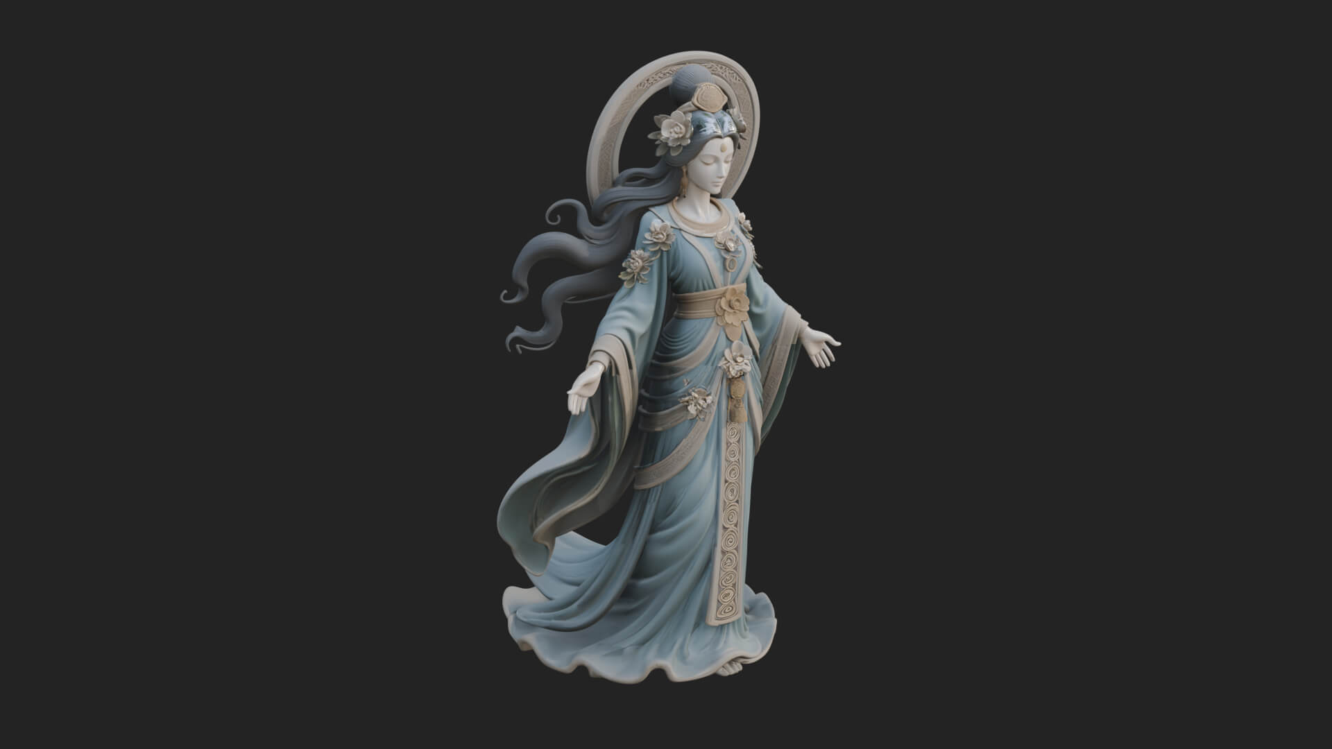 Dancing Celestial Maiden Statue Design 6 3D Print Model 3D Model