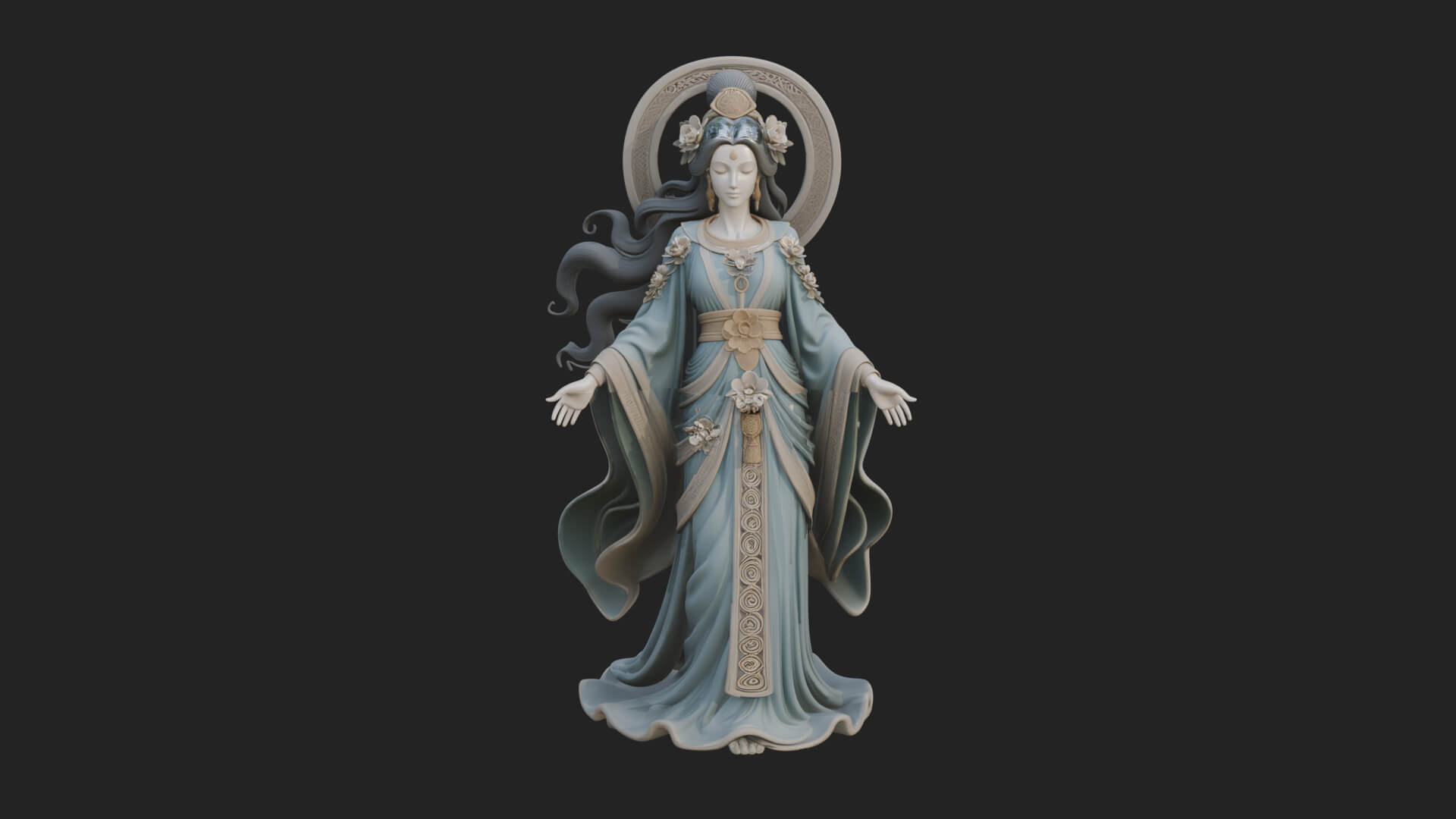 Dancing Celestial Maiden Statue Design 6 3D Print Model 3D Model