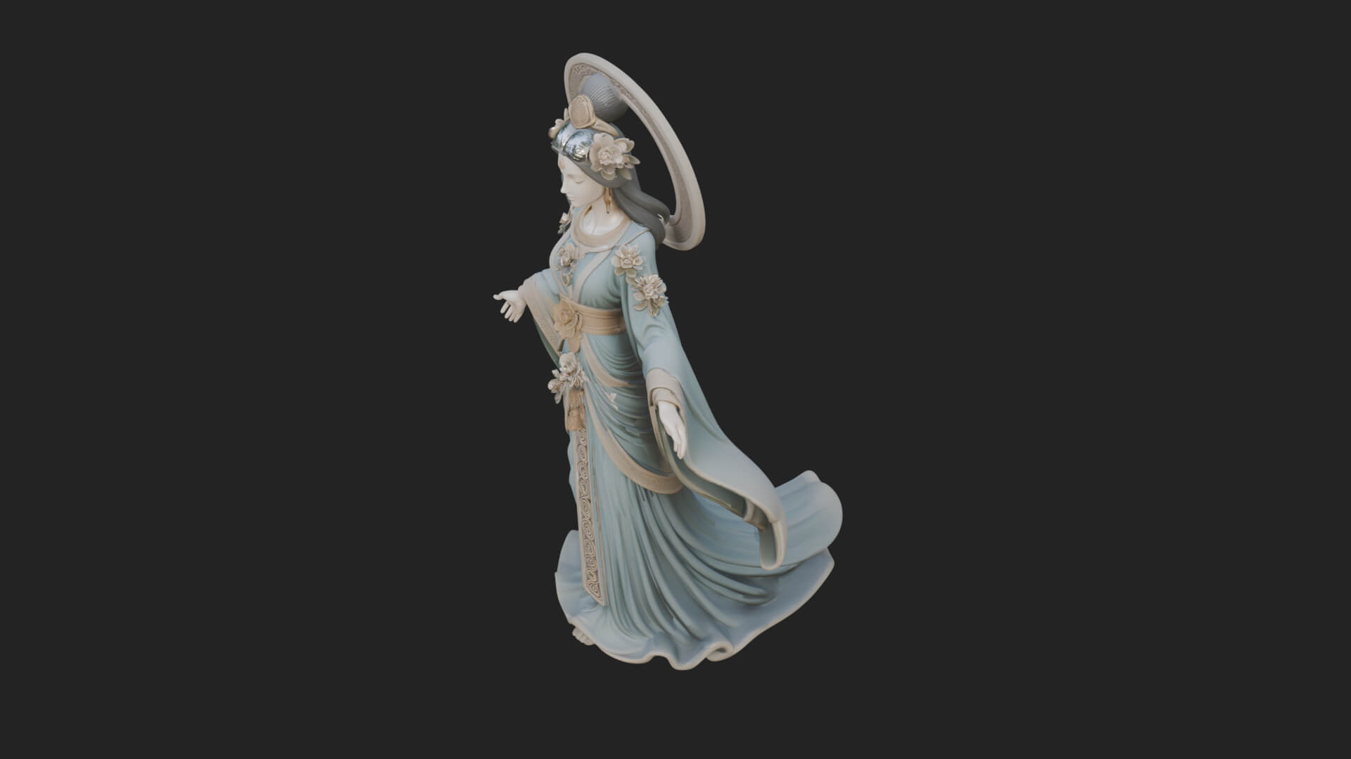Dancing Celestial Maiden Statue Design 6 3D Print Model 3D Model