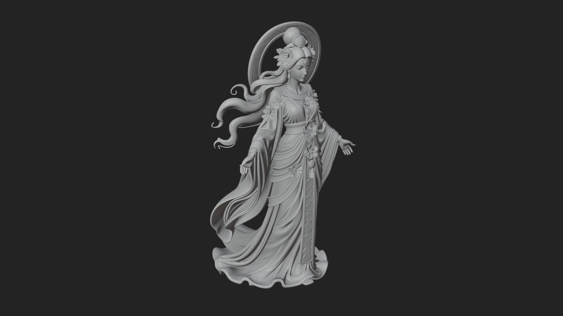 Dancing Celestial Maiden Statue Design 6 3D Print Model 3D Model