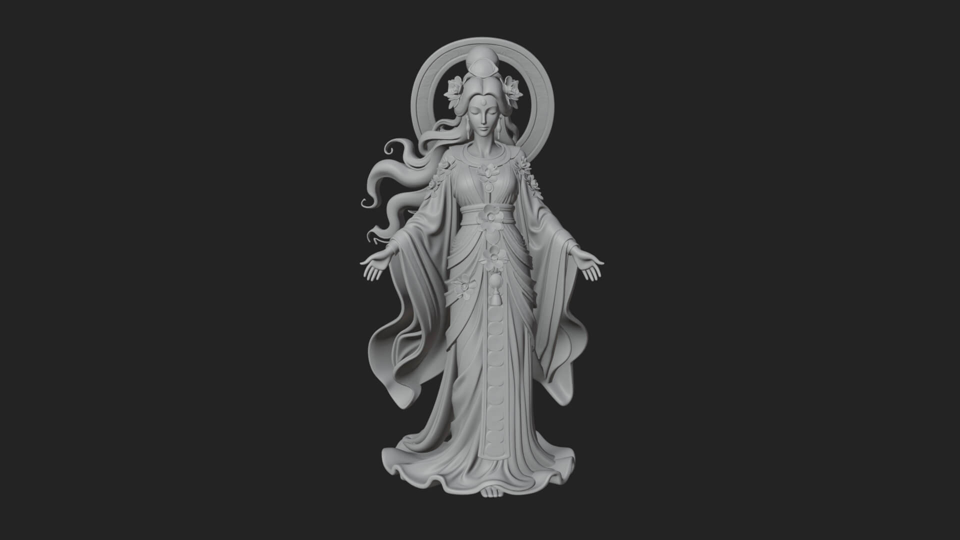 Dancing Celestial Maiden Statue Design 6 3D Print Model 3D Model