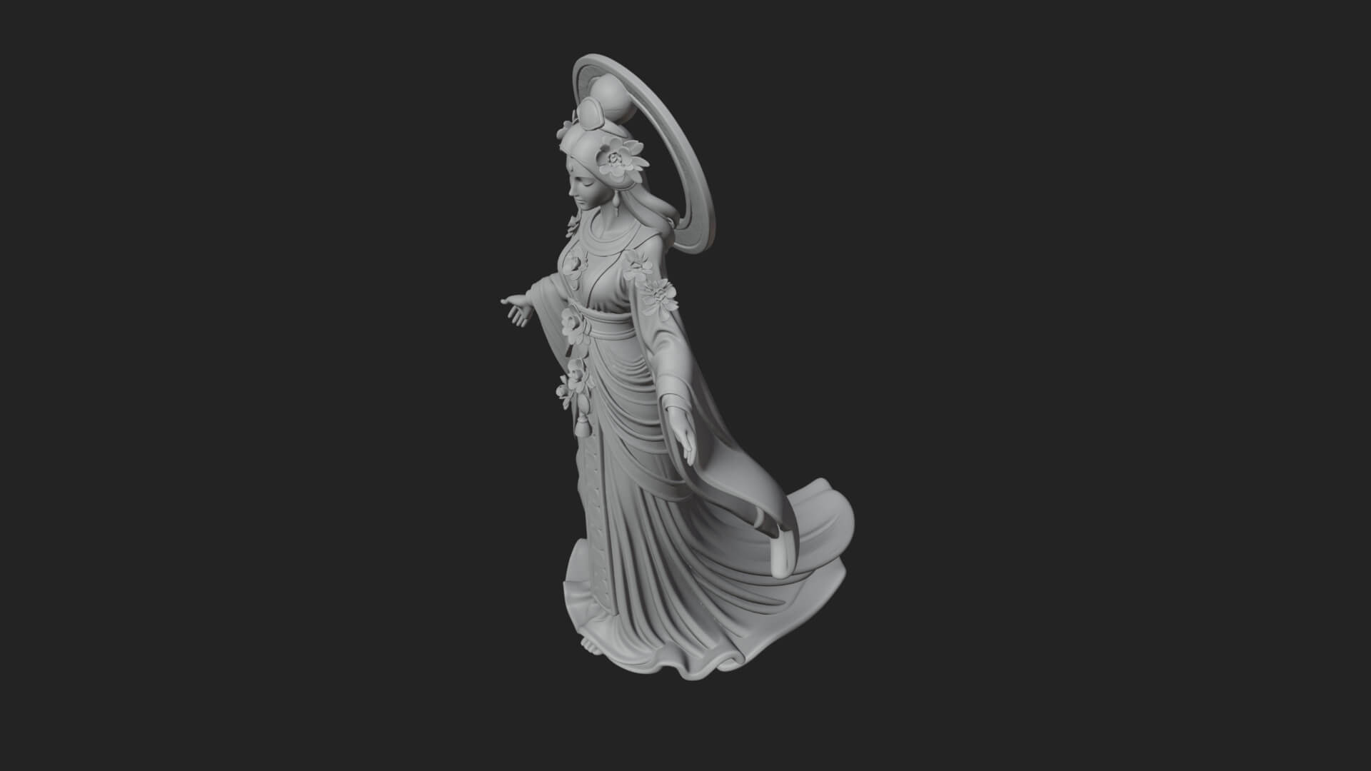 Dancing Celestial Maiden Statue Design 6 3D Print Model 3D Model