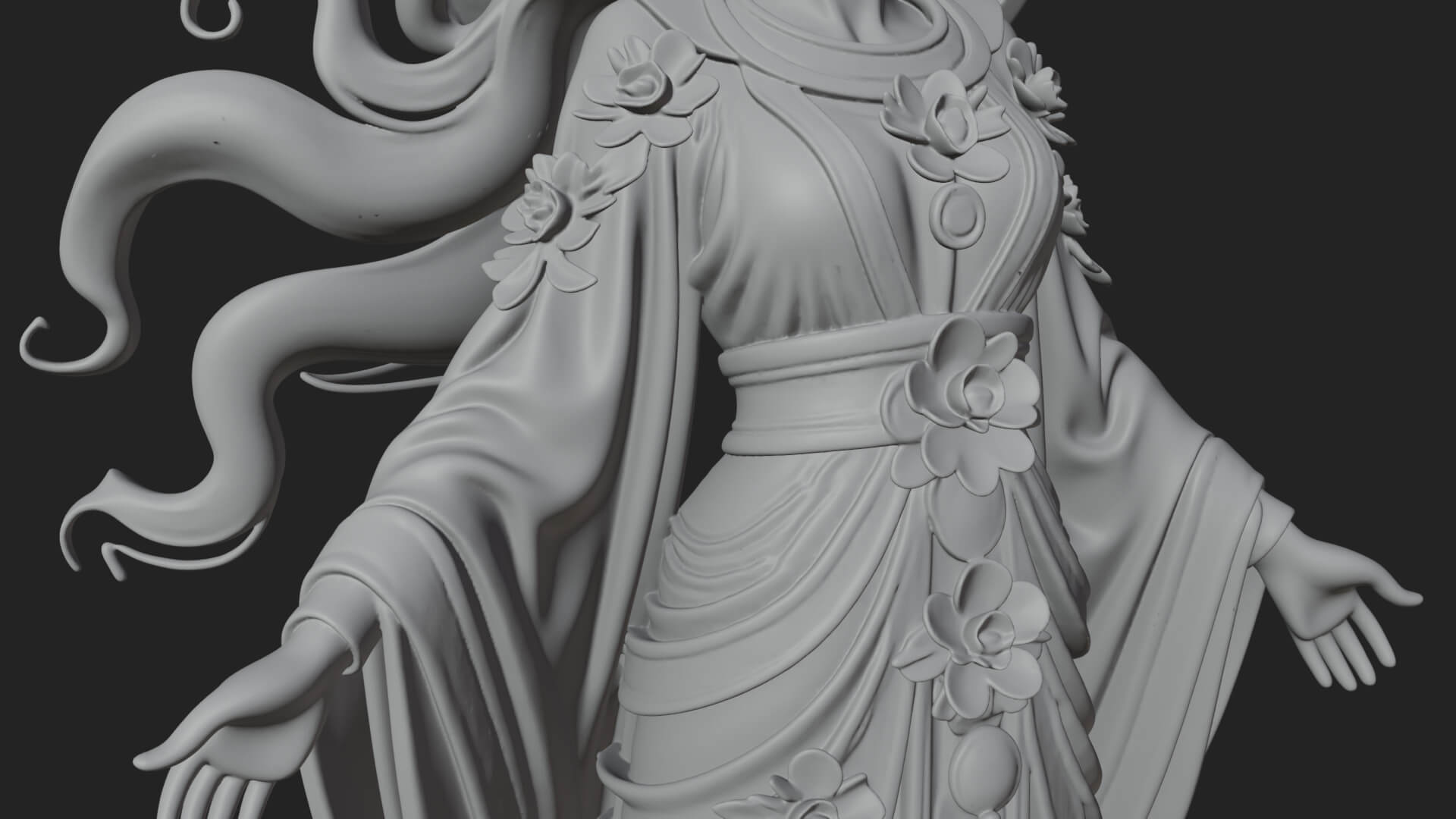 Dancing Celestial Maiden Statue Design 6 3D Print Model 3D Model