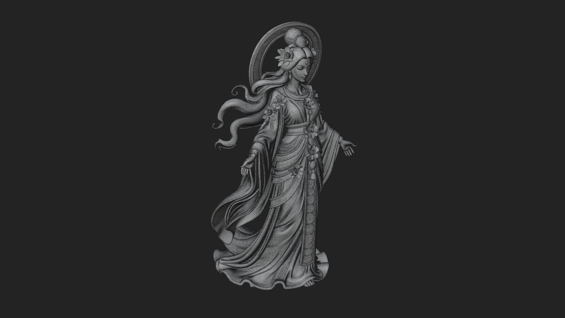 Dancing Celestial Maiden Statue Design 6 3D Print Model 3D Model