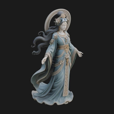 Dancing Celestial Maiden Statue Design 6 3D Print Model