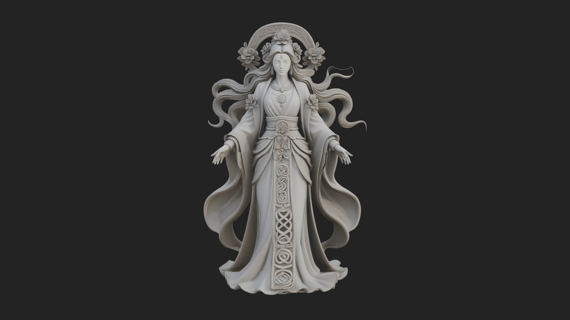 Dancing Celestial Maiden Statue Design 7 3D Print Model 3D Model