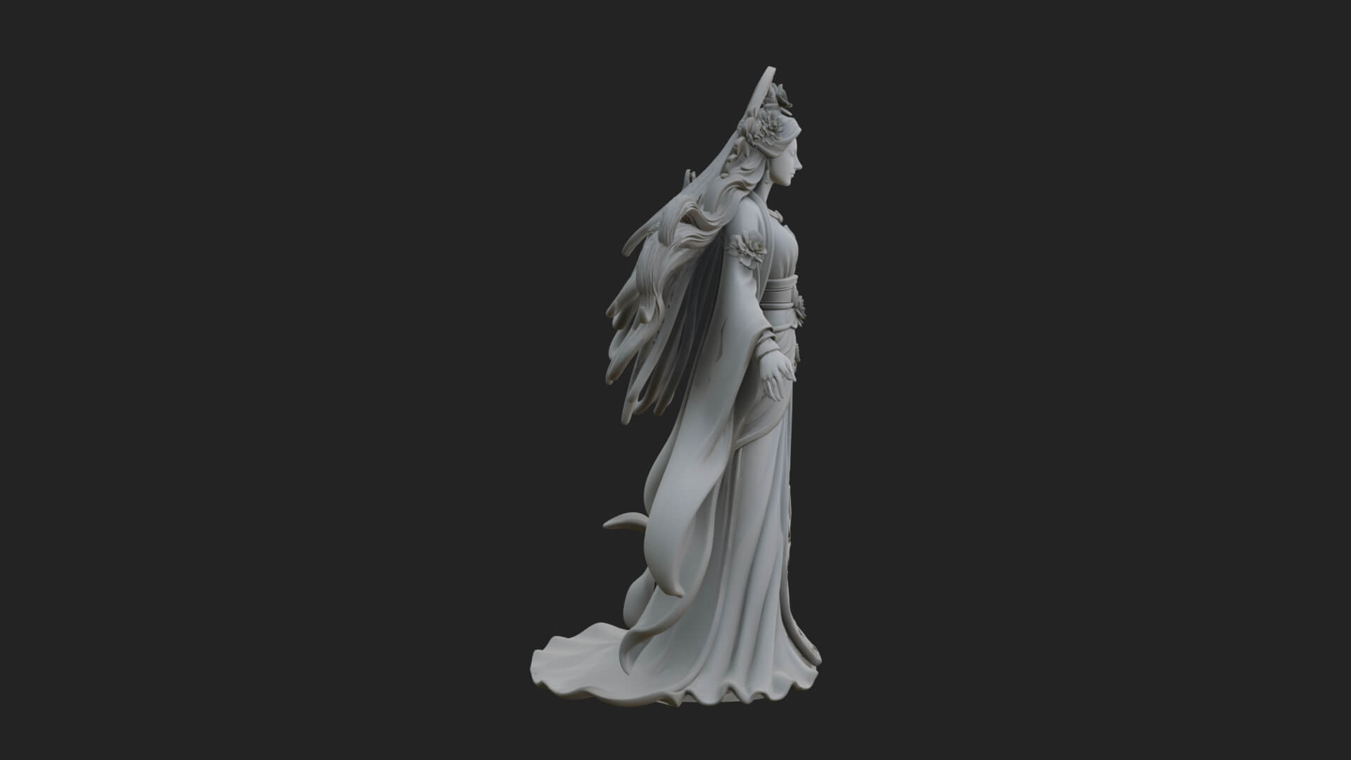 Dancing Celestial Maiden Statue Design 7 3D Print Model 3D Model