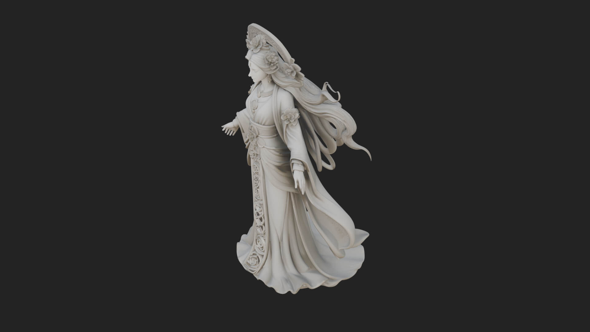 Dancing Celestial Maiden Statue Design 7 3D Print Model 3D Model