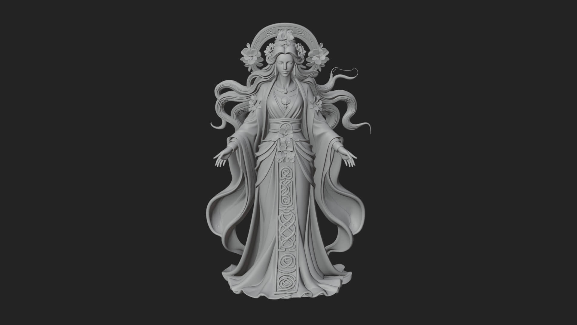 Dancing Celestial Maiden Statue Design 7 3D Print Model 3D Model